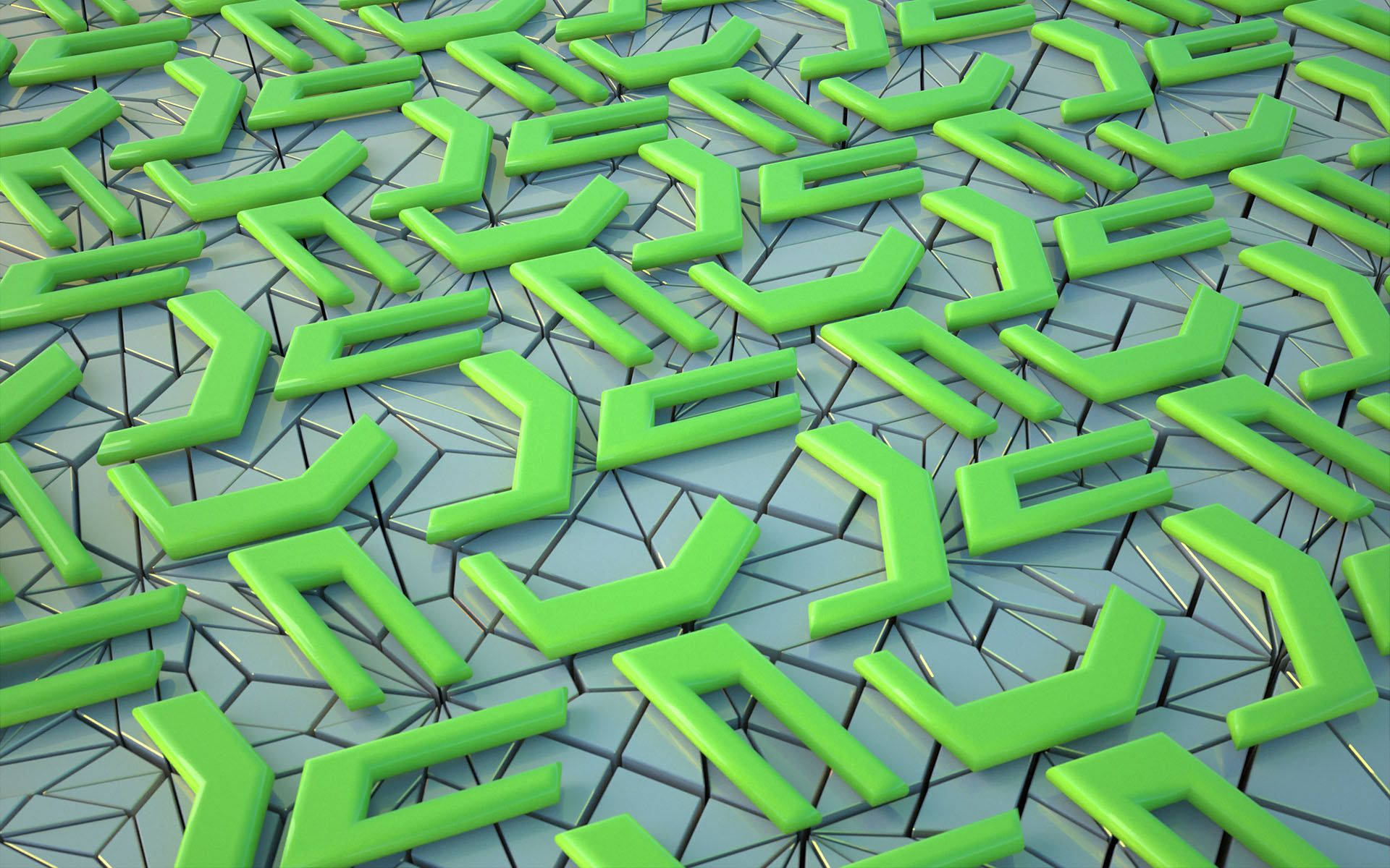 Isang collage ng 3D na hugis sa iba't ibang tono ng berde Wallpaper