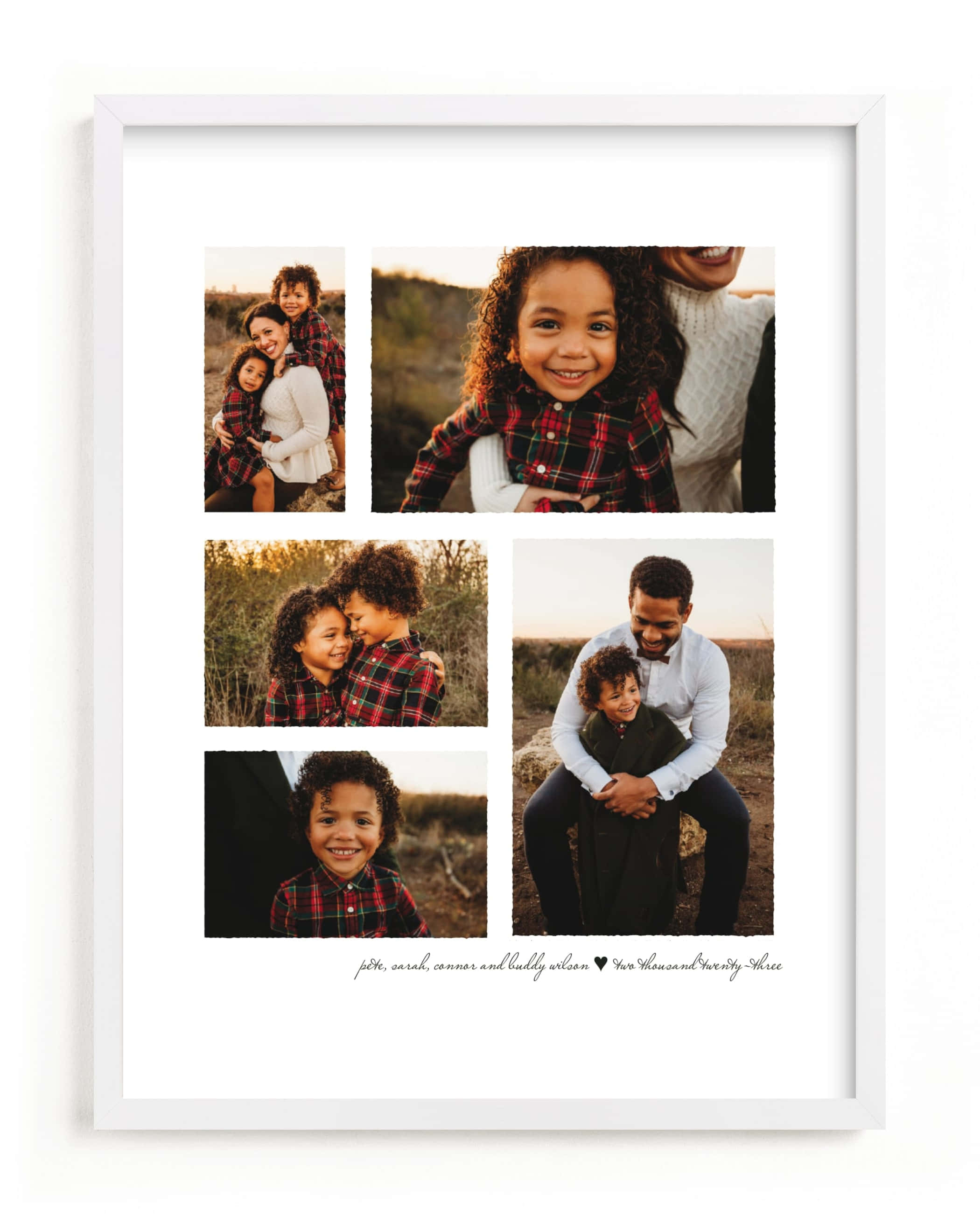 Isang collage ng larawan ng pamilya sa puting frame Wallpaper