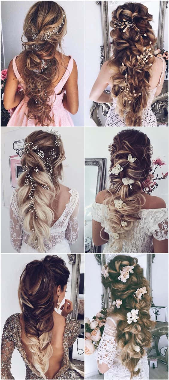 isang collage ng iba't ibang wedding hair styles Wallpaper