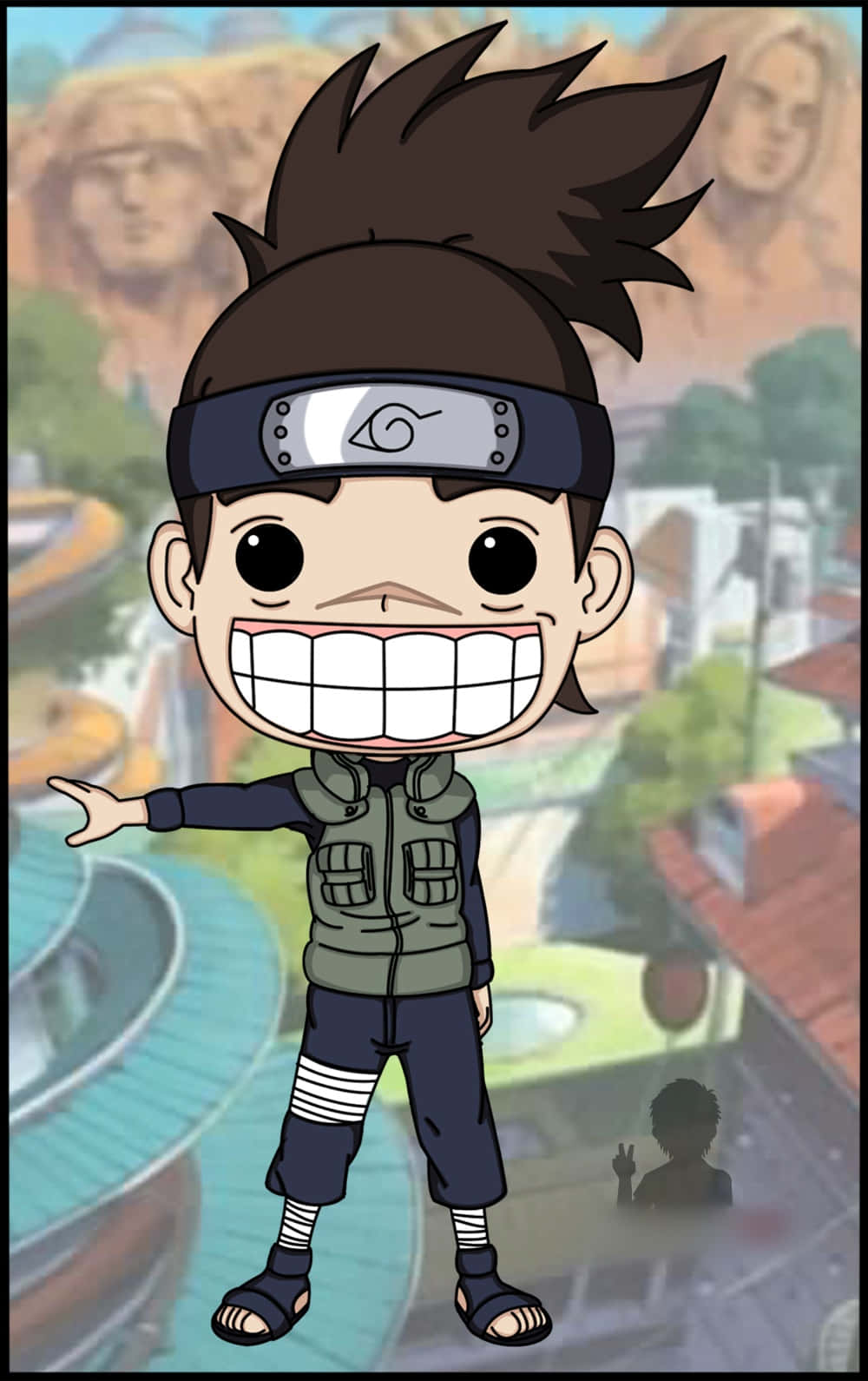 Isang cute na chibi character na may pigtails na tumatakbo sa mahiwagang kagubatan. Wallpaper