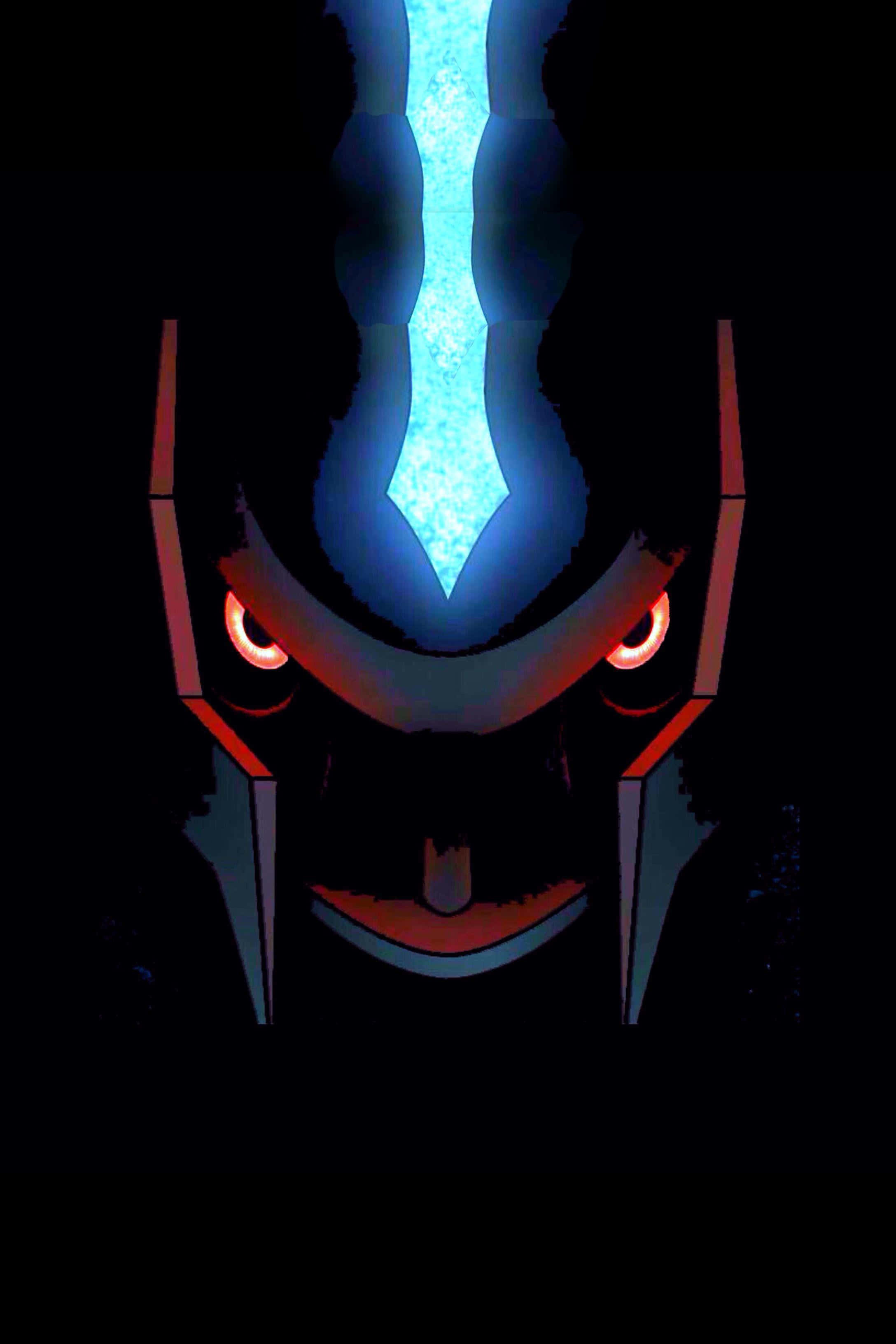 isang dark blue na mukha na may blue light Wallpaper