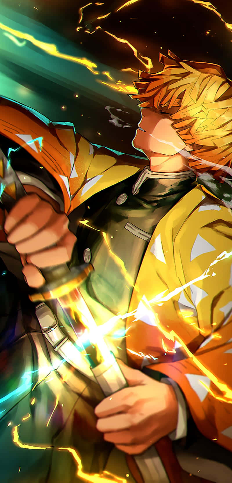 Isang determinado at matapang na si Tanjiro Kamado na lumalaban sa mga puwersa ng kasamaan Wallpaper