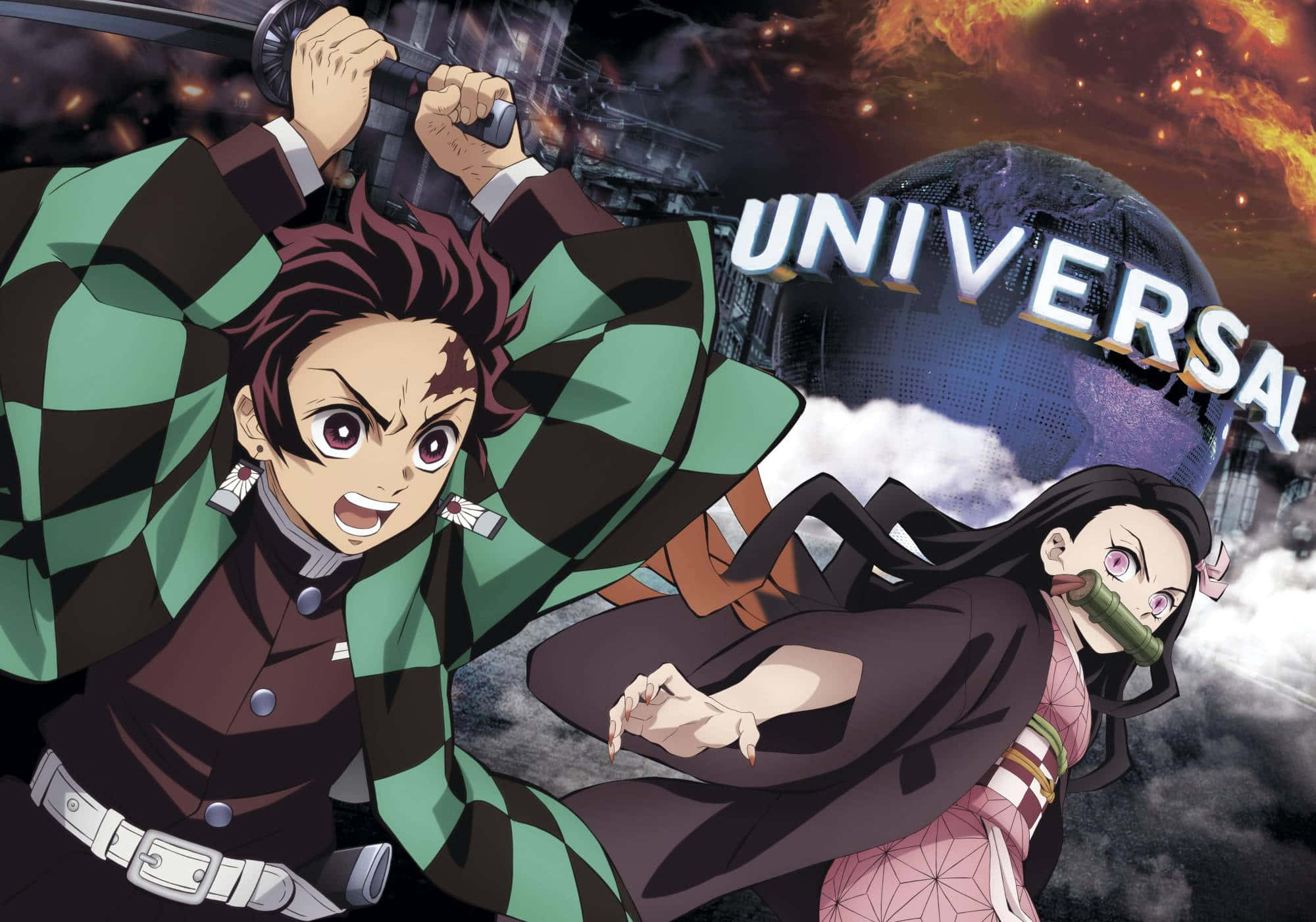 Isang determinadong Tanjiro Kamado mula sa Demon Slayer na naghahanda para sa laban Wallpaper