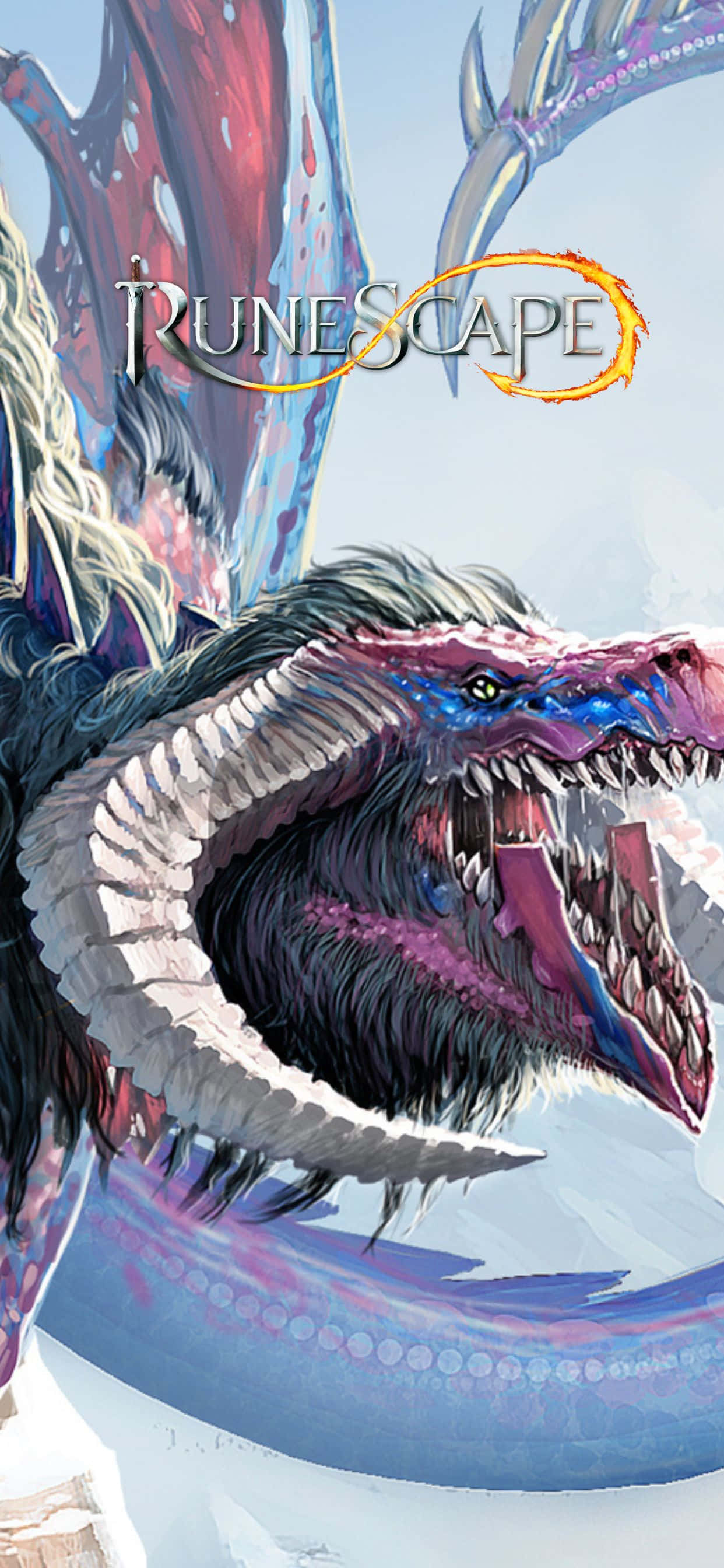 isang dragon na may asul at rosang buntot Wallpaper