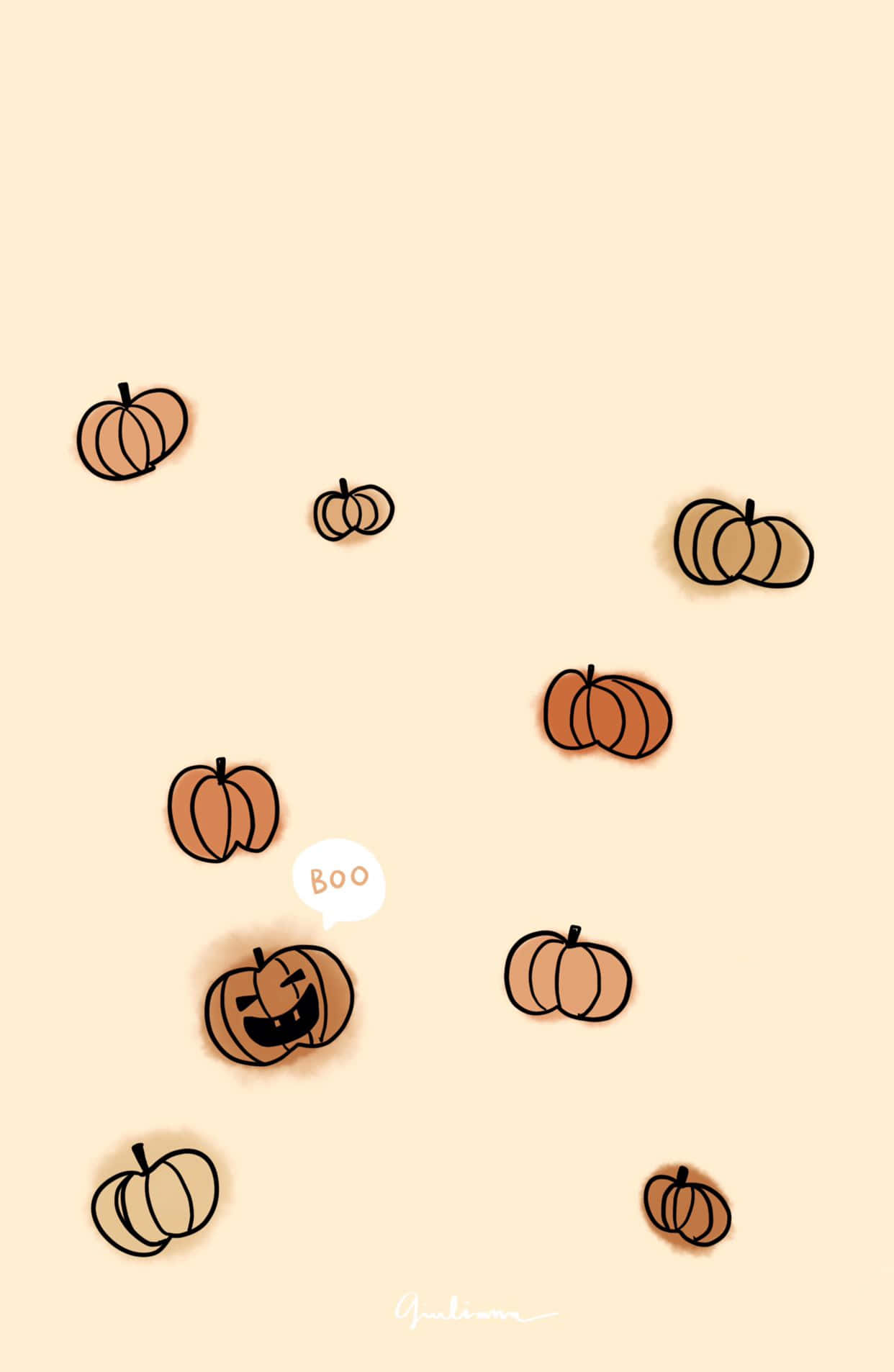 isang drawing ng mga pumpkins sa hangin Wallpaper