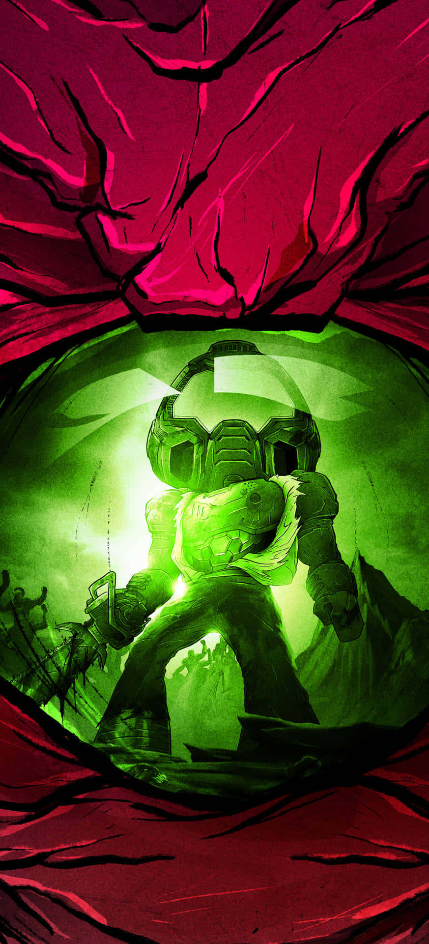 isang green at red na imahe ng isang lalaki na naka-red suit Wallpaper