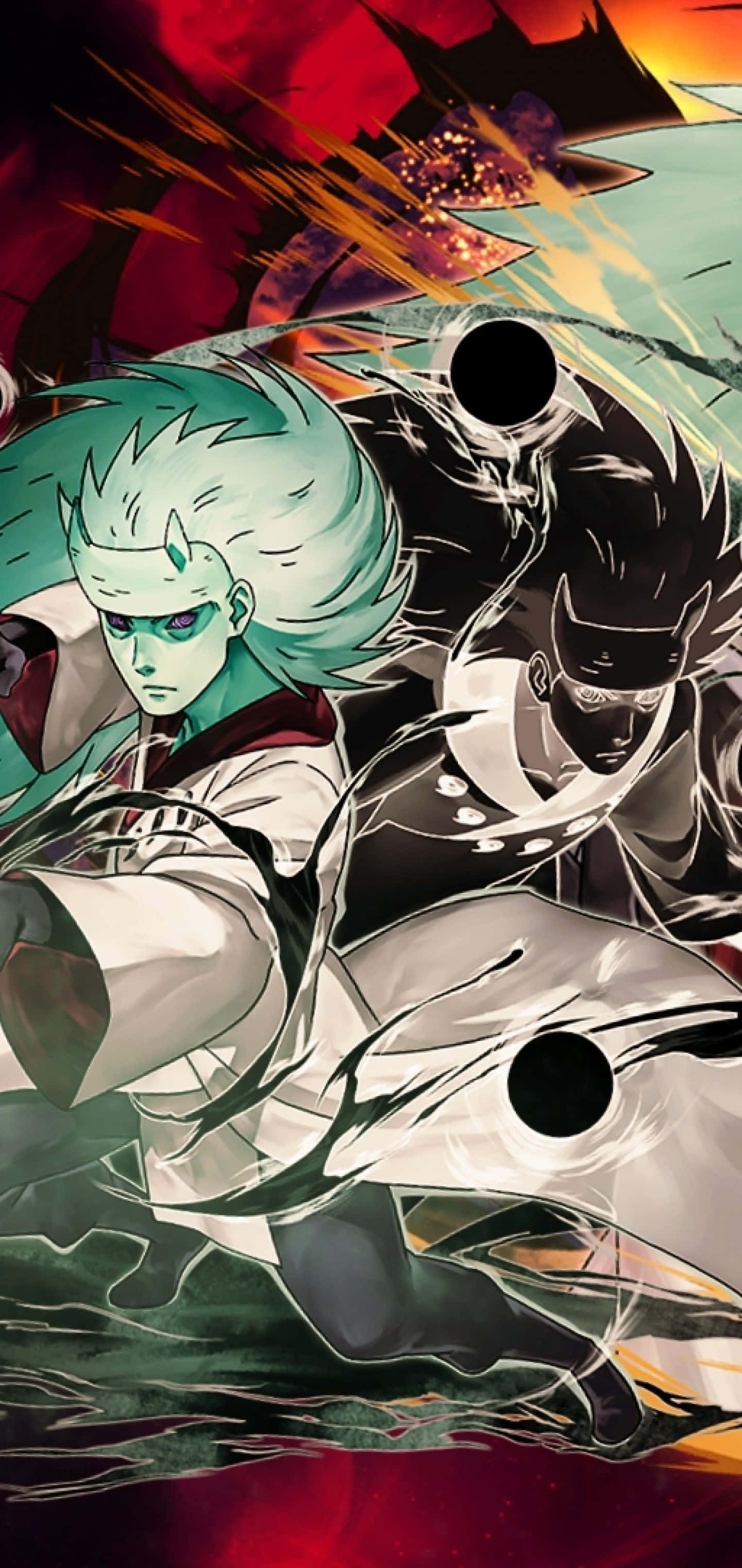 isang grupo ng anime characters sa apoy Wallpaper