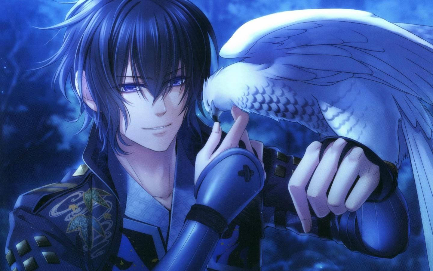 Isang Guwapong Anime Boy na Nakatingin sa Isang Maringal na Agila Wallpaper