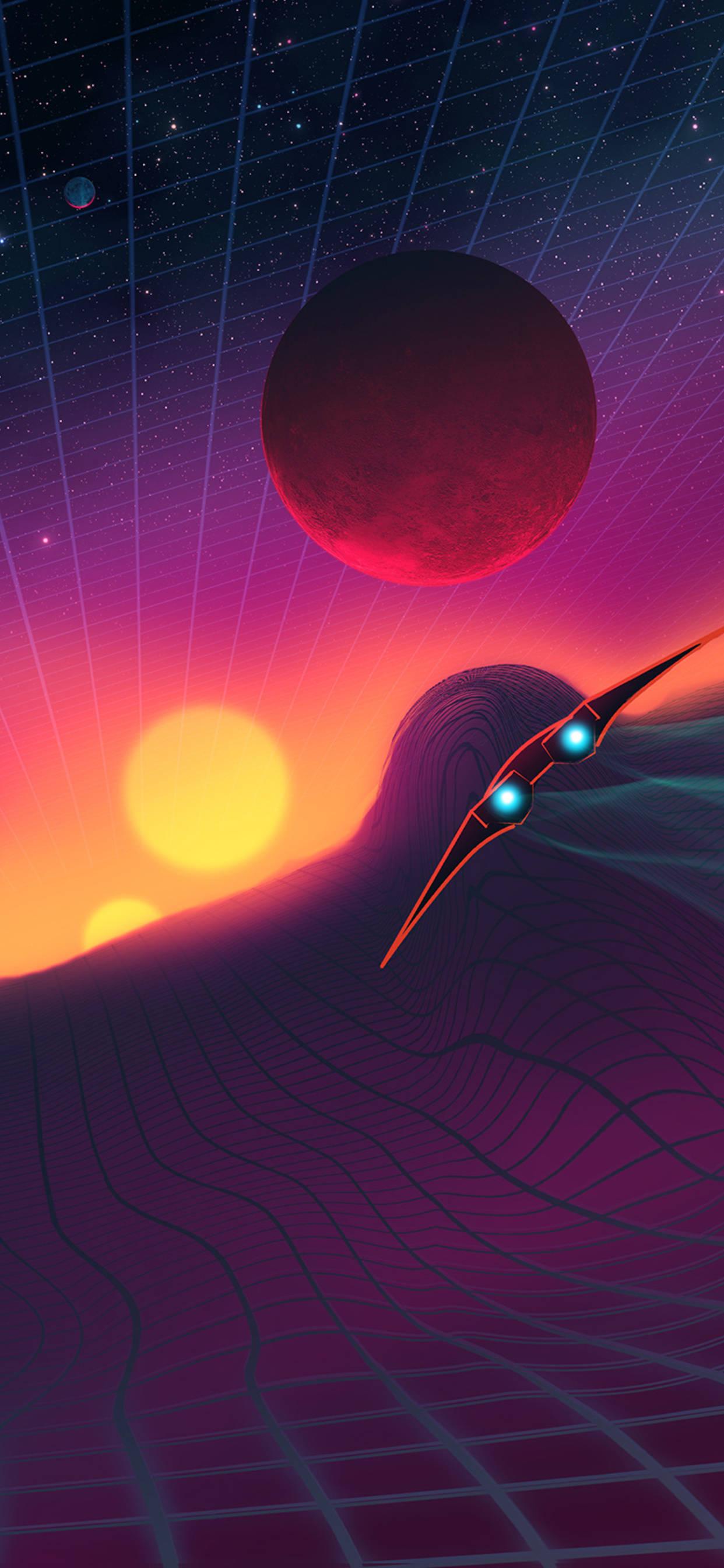 Isang hindi-mula-sa-mundo na bisyon ng retro space Wallpaper
