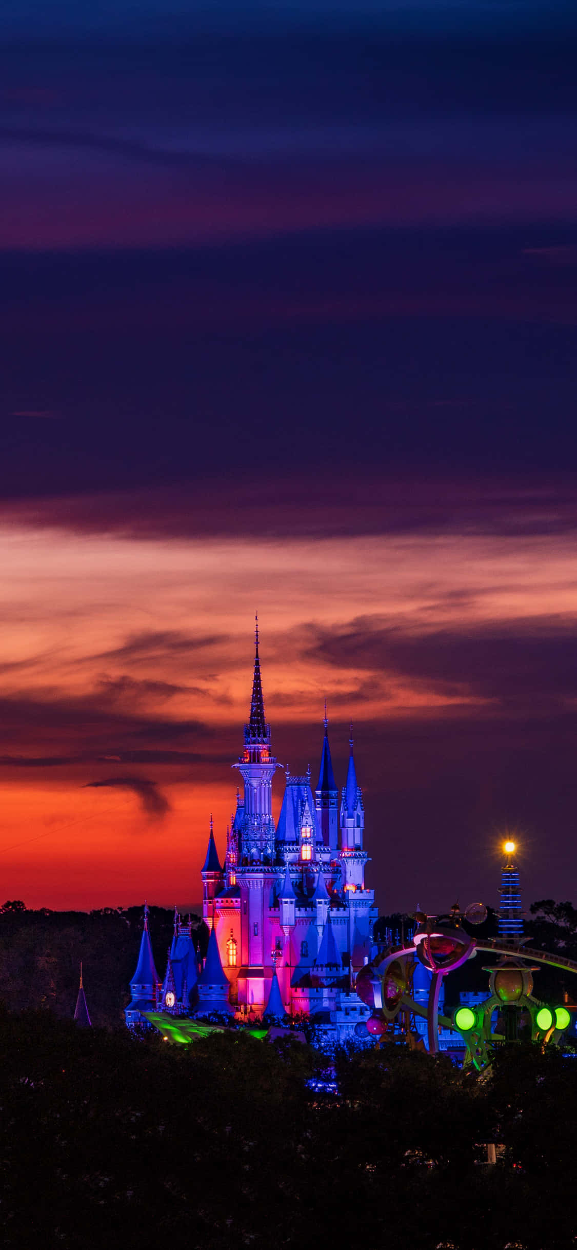 Isang ilustradong kuha ng Disney World sa isang modernong iPhone Wallpaper
