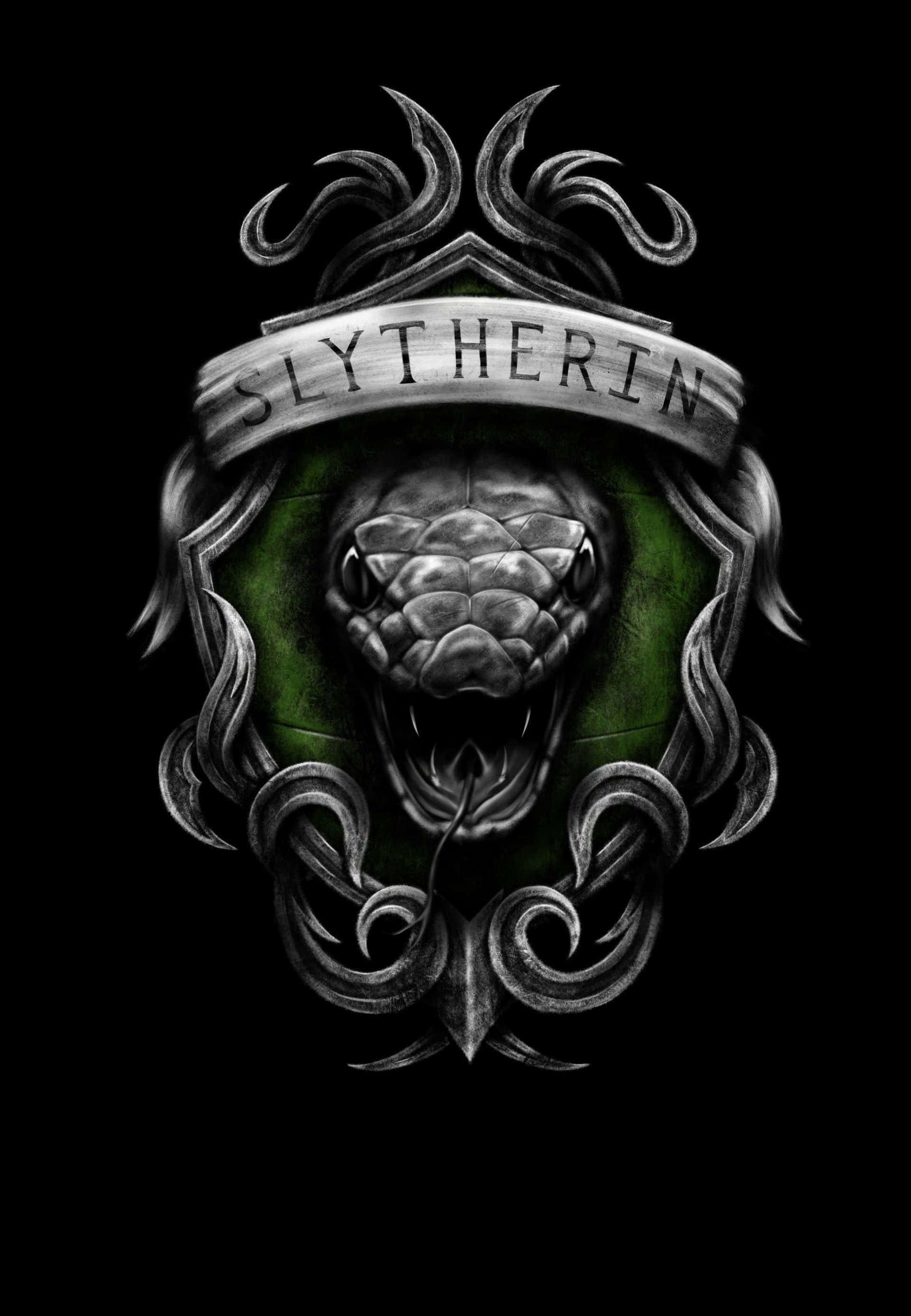 Isang ilustrasyon ng misteryoso at nakakabiglang Slytherin Aesthetic Wallpaper