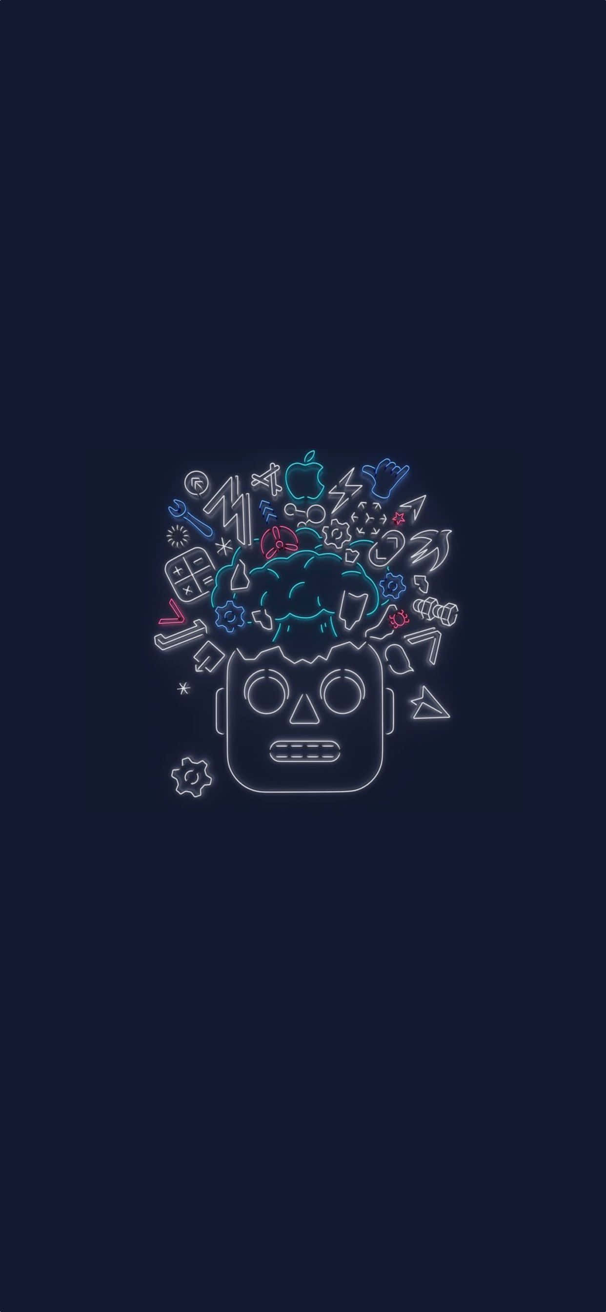 isang imahen ng isang apple logo na may isang bungkos ng iba't ibang bagay Wallpaper