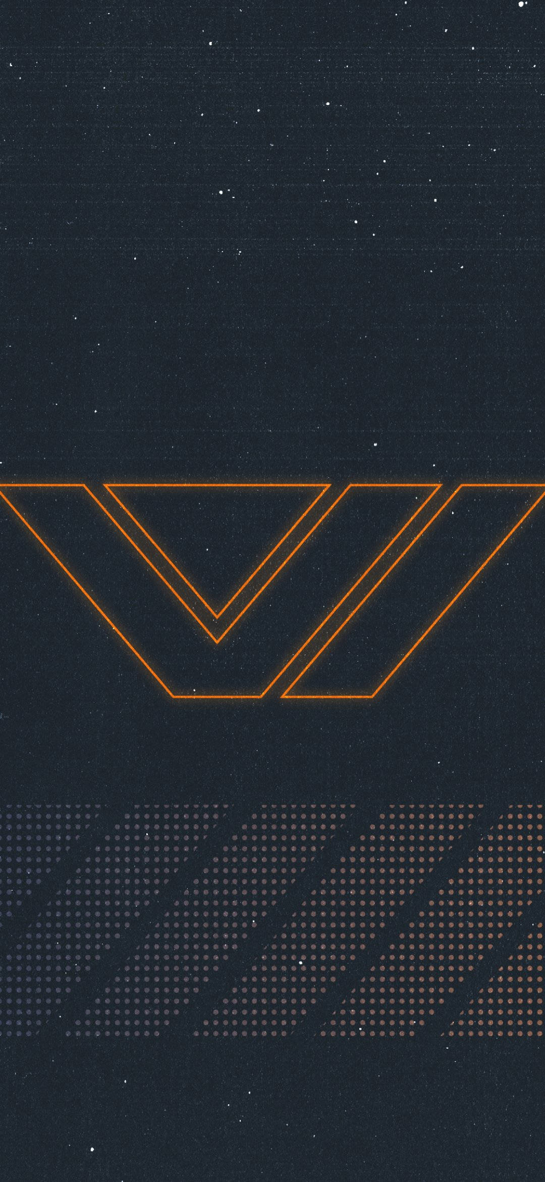 isang itim at orange logo na may v sa gitna Wallpaper