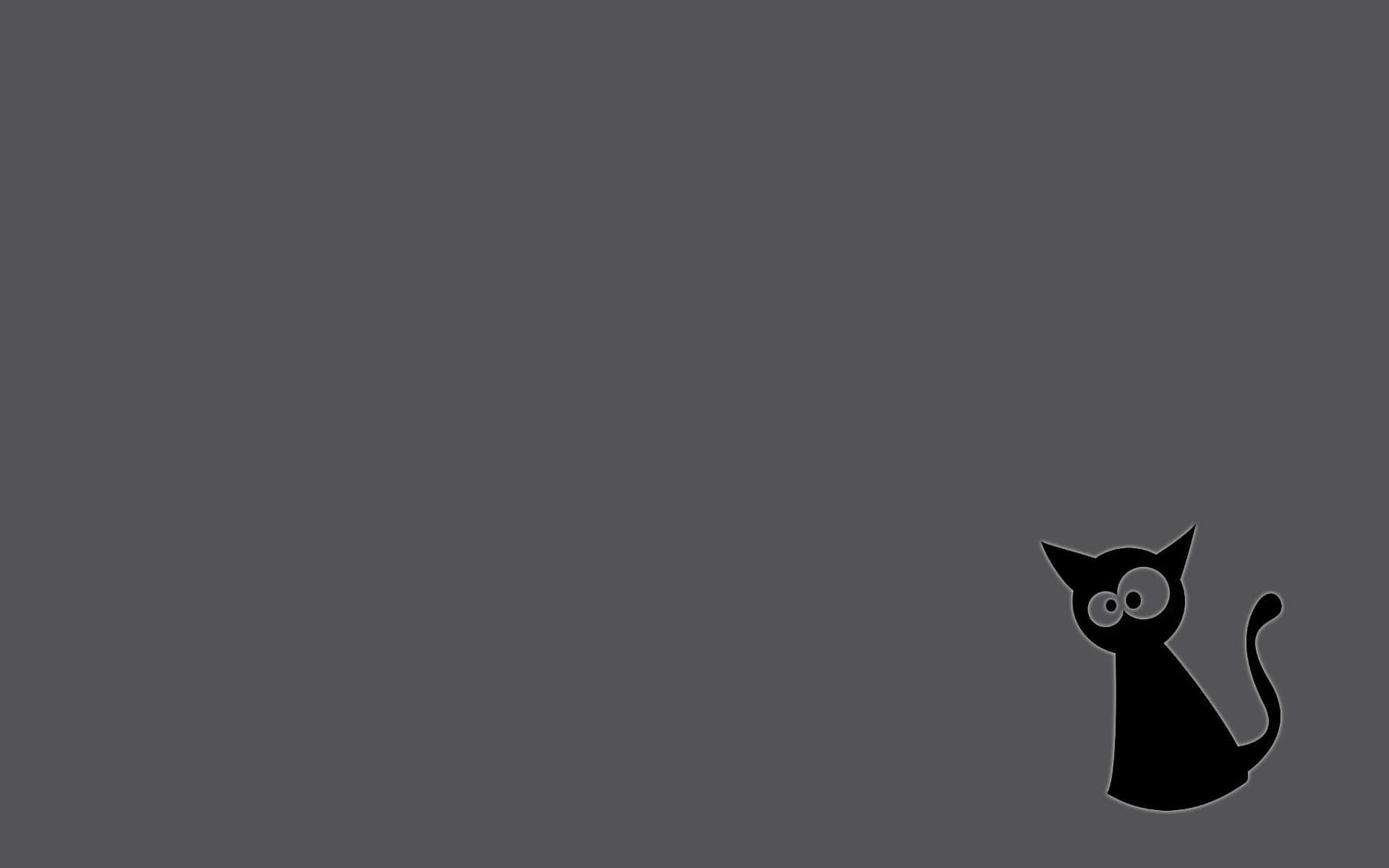 isang itim na pusa ang nakaupo sa kulay abong background Wallpaper