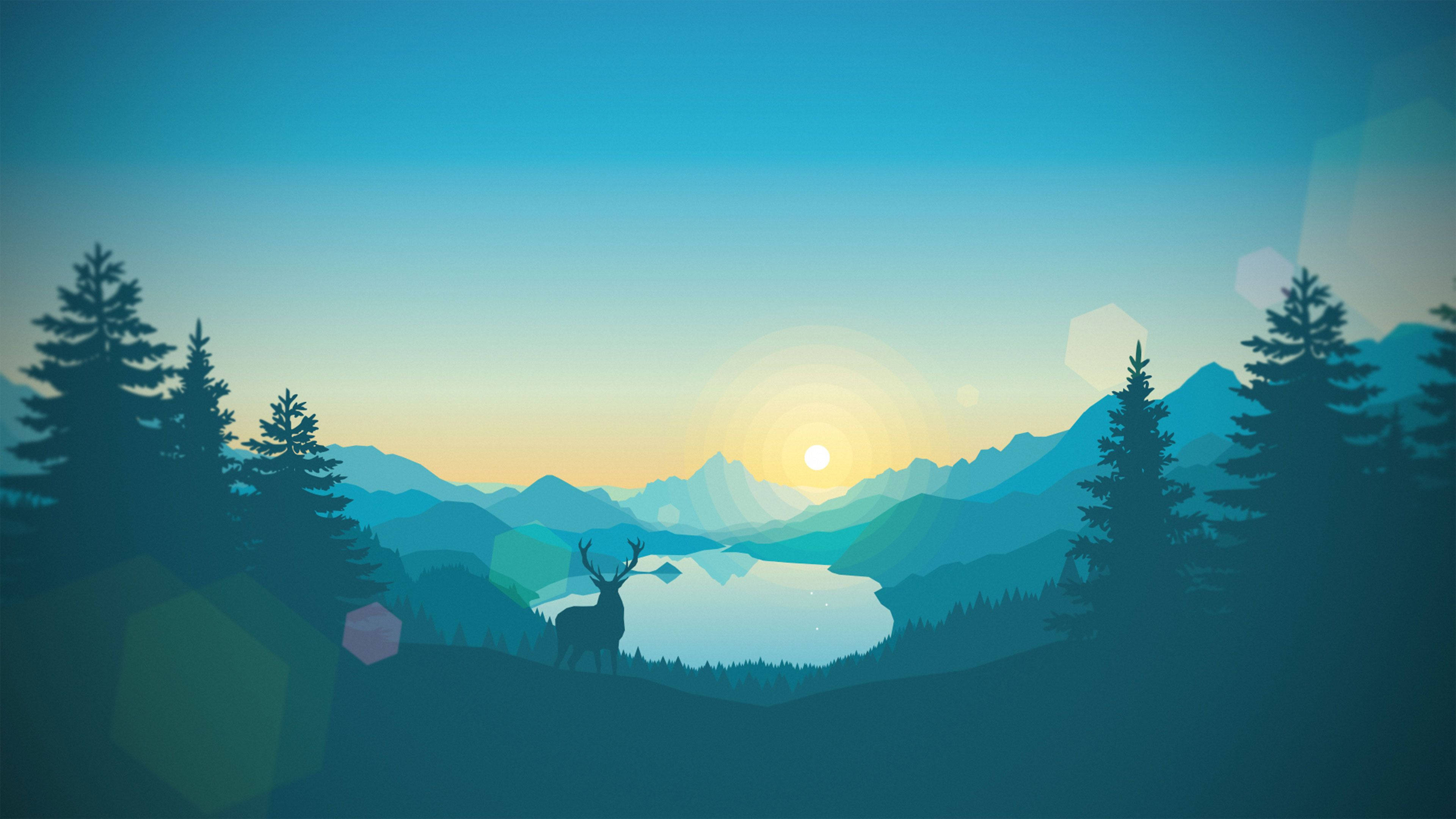Isang kaakit-akit na silweta ng USA sa isang 4K, asul na minimalistang tanawin Wallpaper