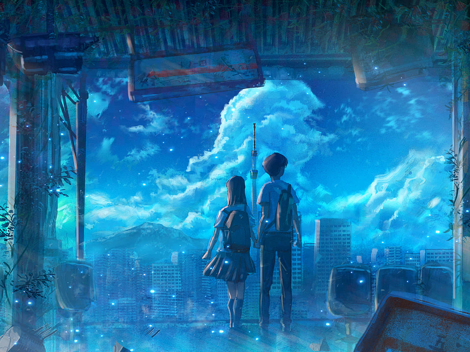Isang kaibig-ibig na magkasintahang anime na nagyakapan sa pag-ibig Wallpaper
