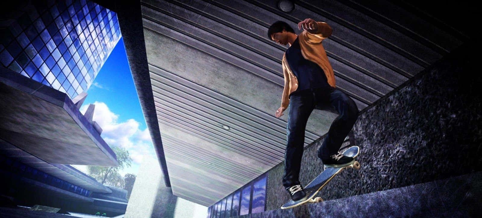 "Isang Karaniwang Manlalaro ng Skateboard na Handa nang Sumakay sa mga Rampa"! Wallpaper
