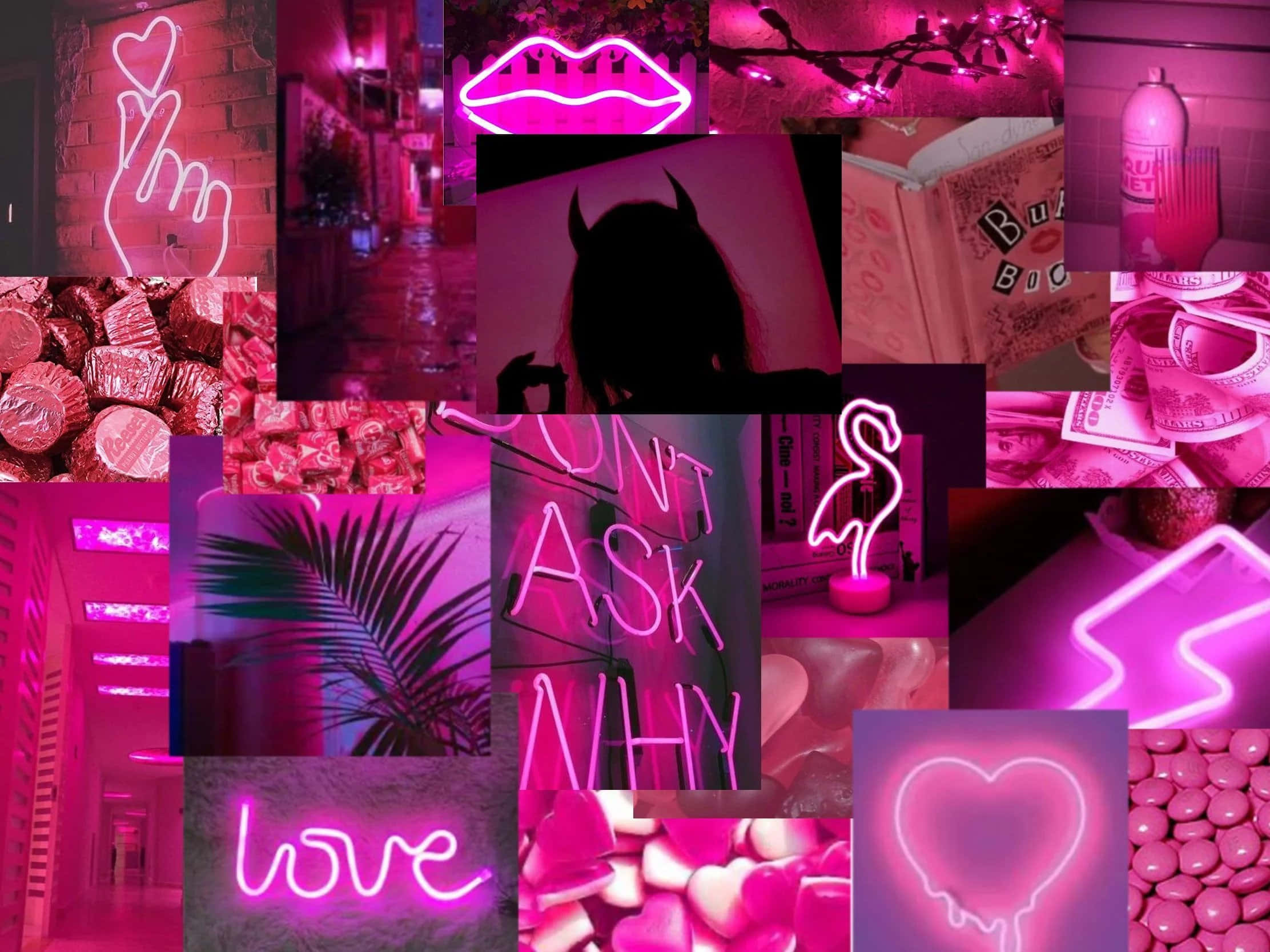 Isang kasiglahan ng malambot na Neon Pink na ilaw Wallpaper
