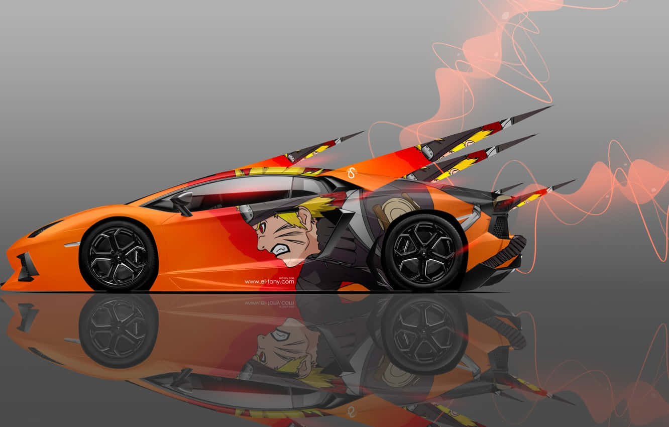 isang kotse na may cartoon character dito Wallpaper