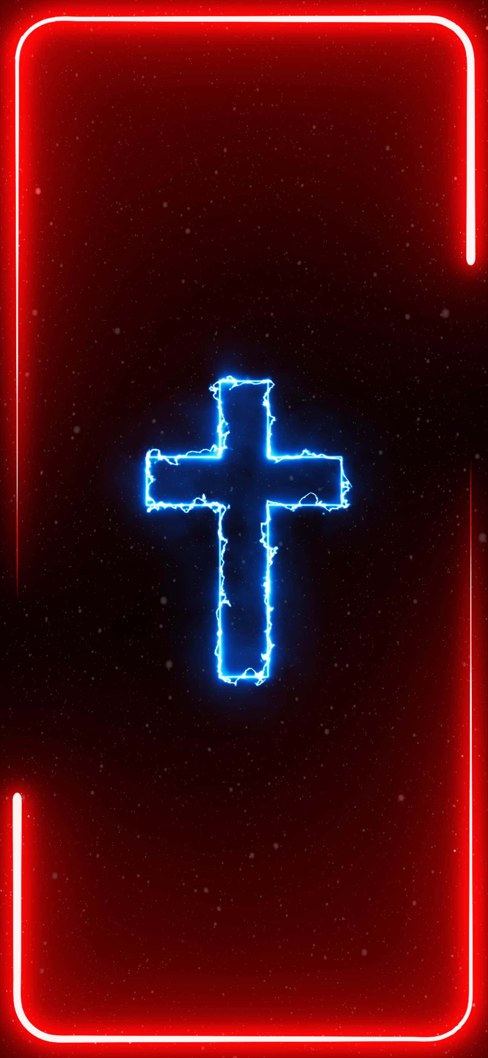 isang krus na may asul na ilaw sa background Wallpaper
