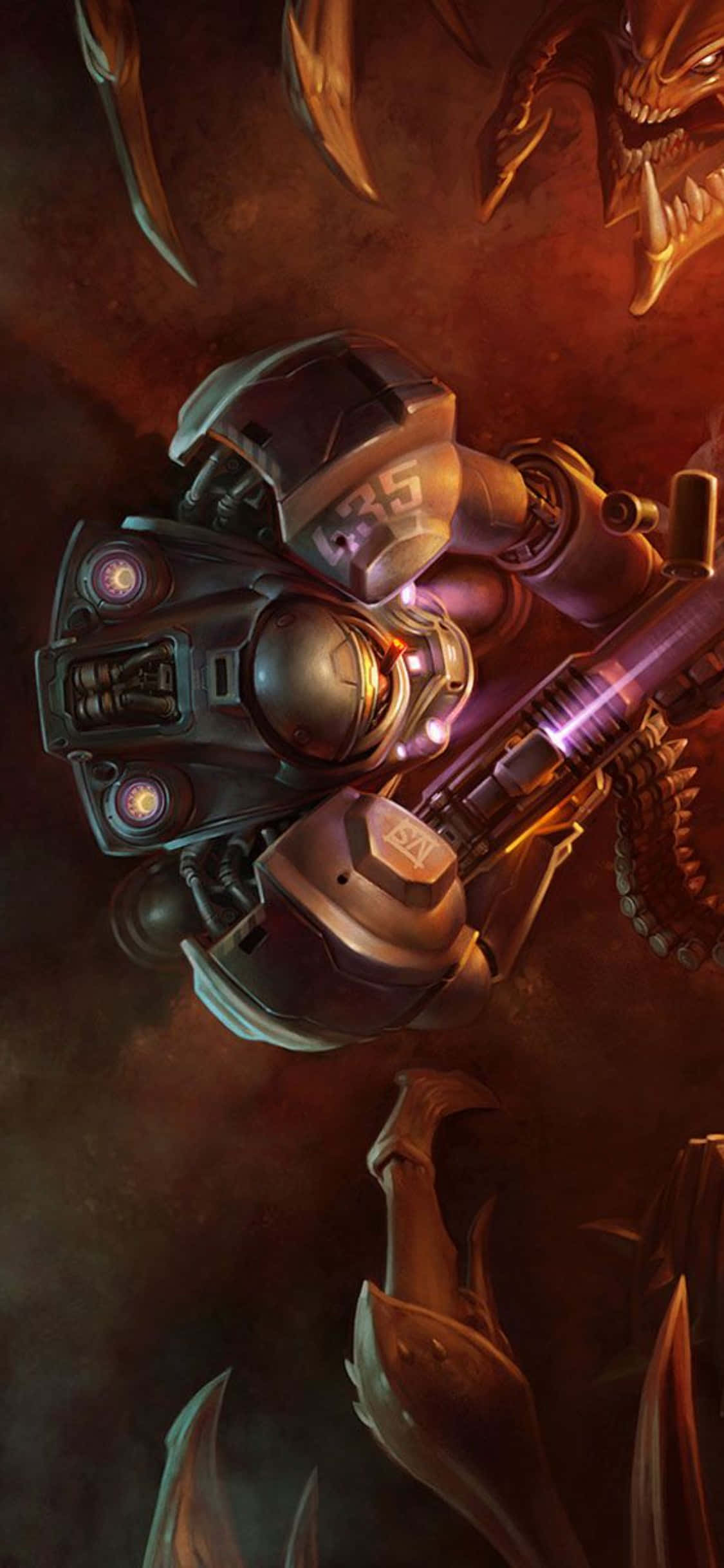 Isang kuha ng mataas na pinuriang laro na Starcraft II na tumatakbo sa iPhone X. Wallpaper