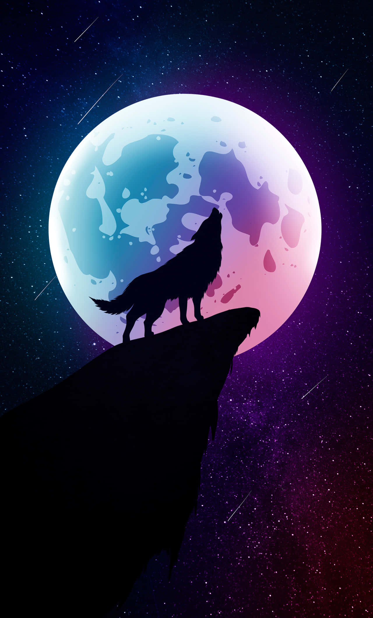 Isang Lobo ang Umaalulong sa Kabilugan ng Buwan Wallpaper