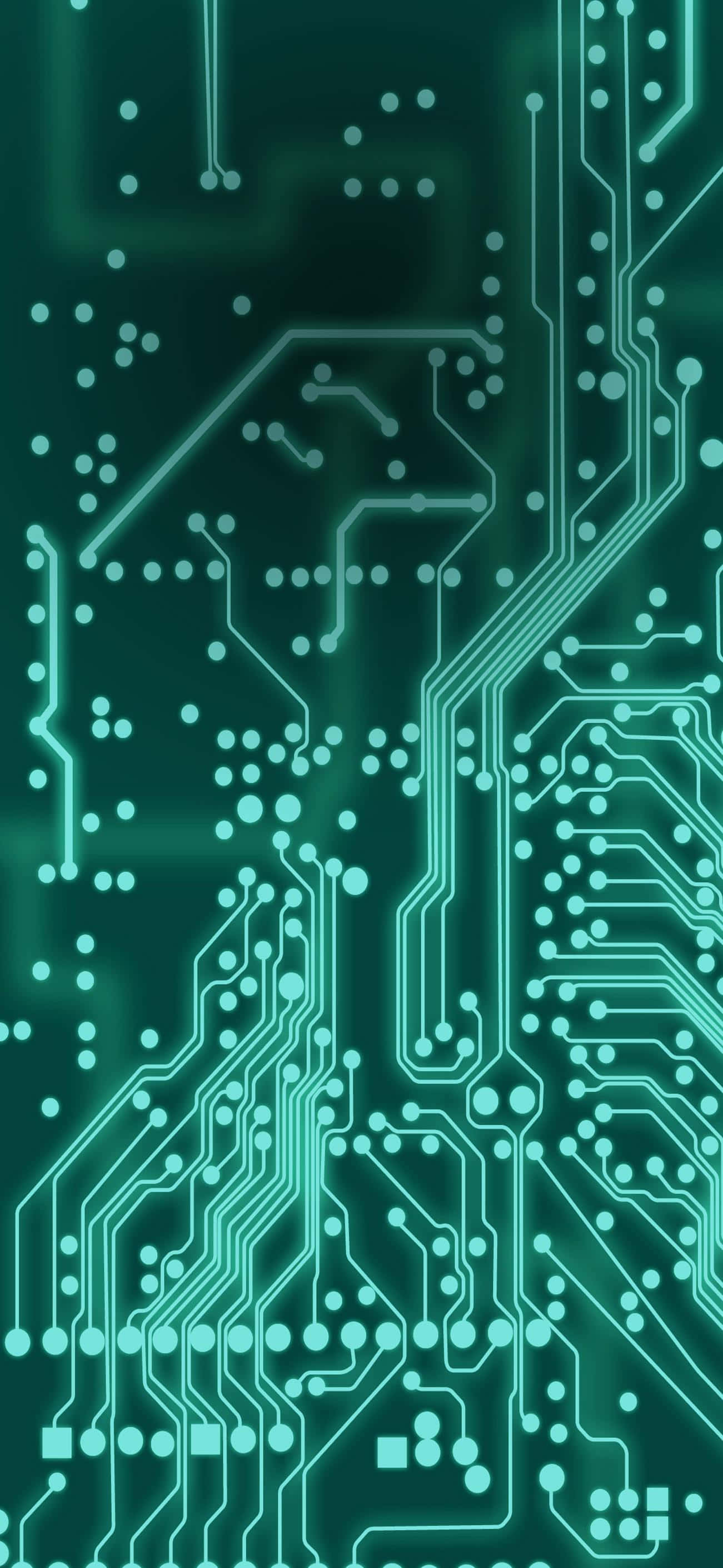 isang luntian na circuit board background na may maraming circuits Wallpaper