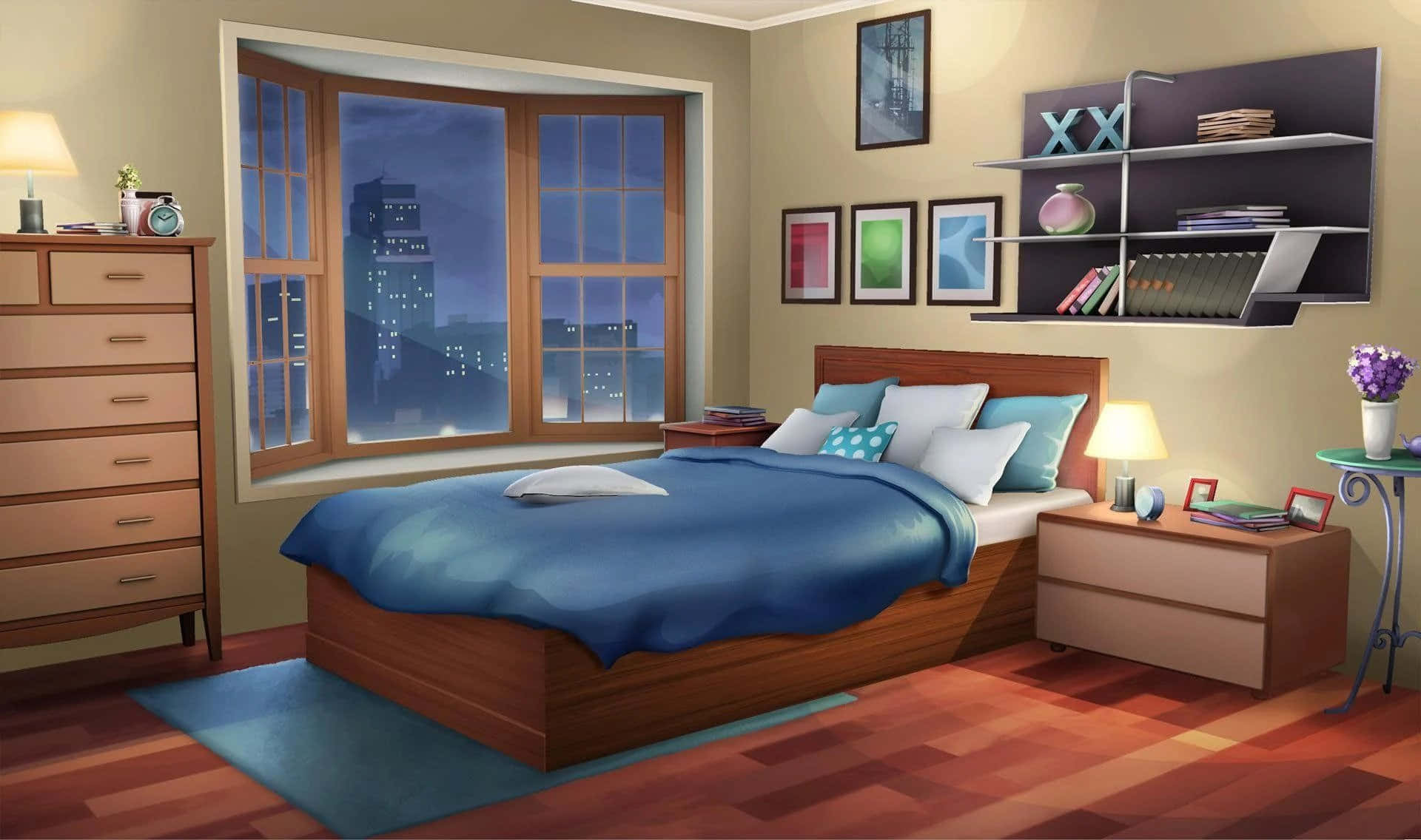 Isang maaliwalas at maaliwalas na Anime Room Wallpaper