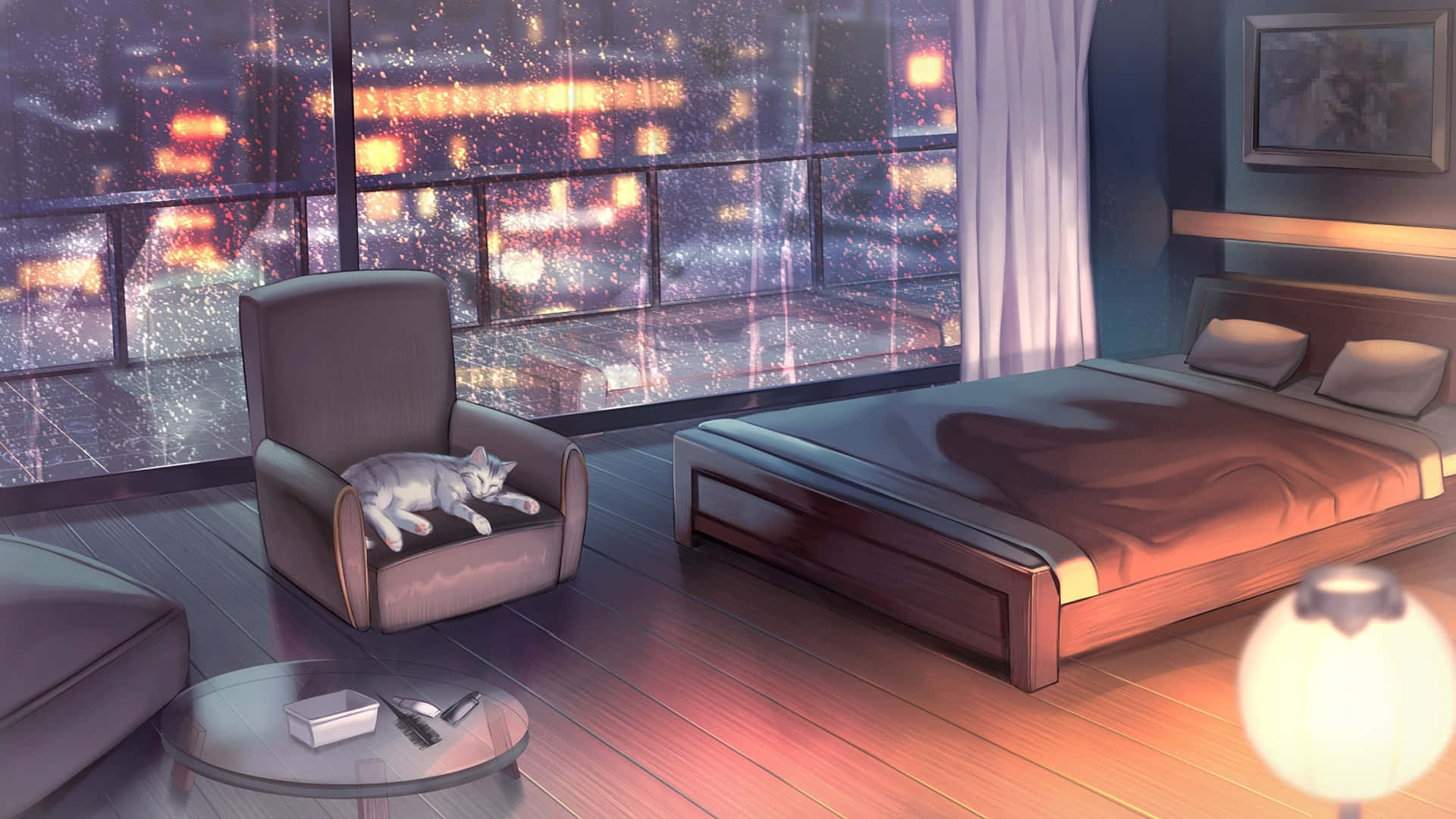 Isang maaliwalas na silid na puno ng mga disenyo at kolektibang Anime Wallpaper