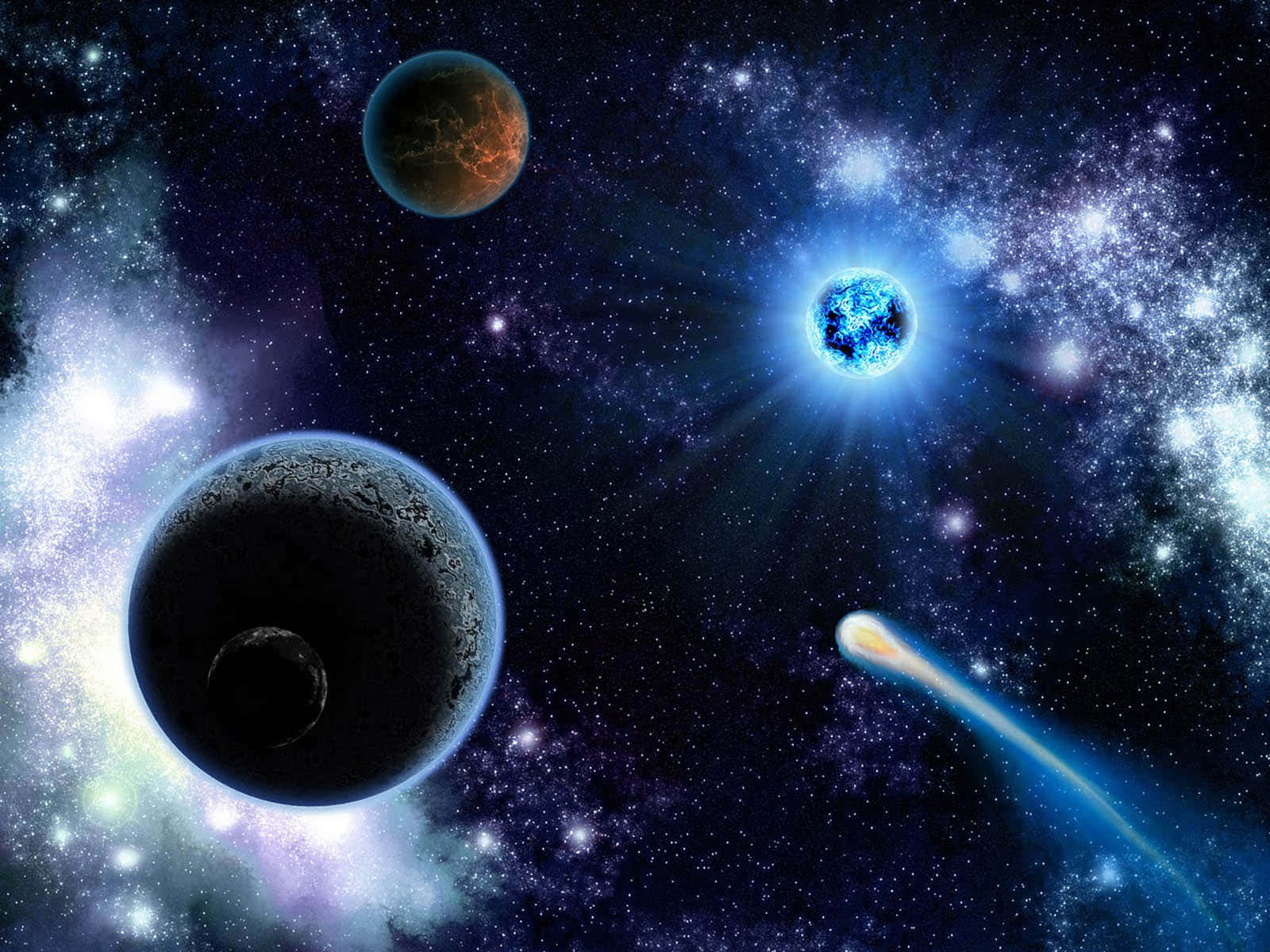 Isang magandang tanawin ng kalawakan na may mga kalawakan na puno ng bituin sa langit ng gabi Wallpaper