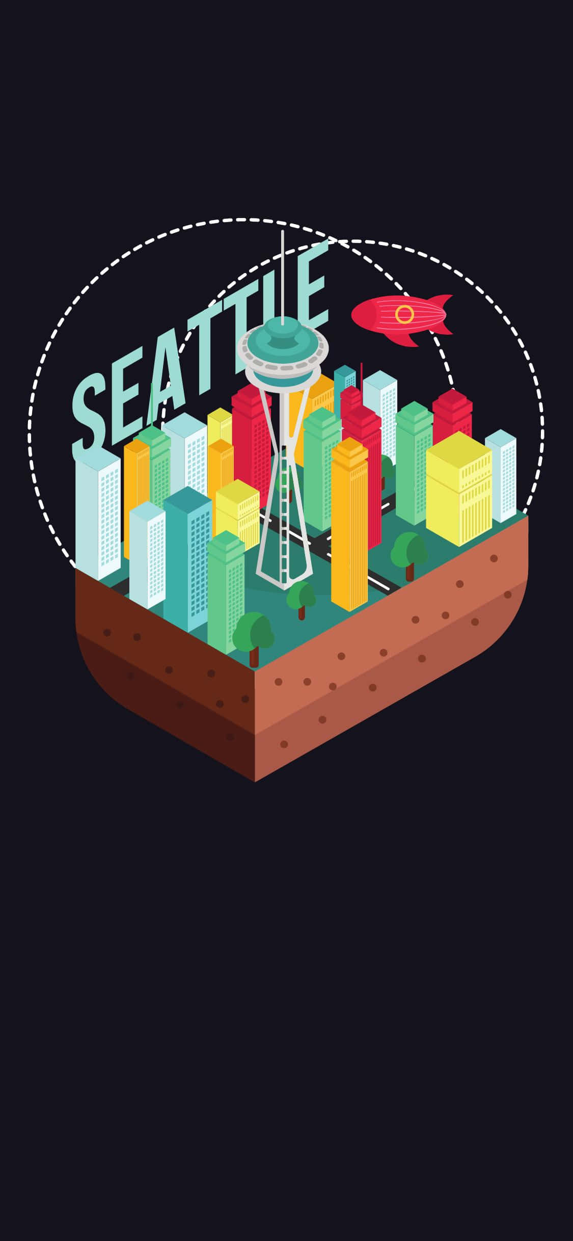 Isang magandang tanawin ng skyline ng Seattle na nakita sa lens ng isang iPhone X Wallpaper