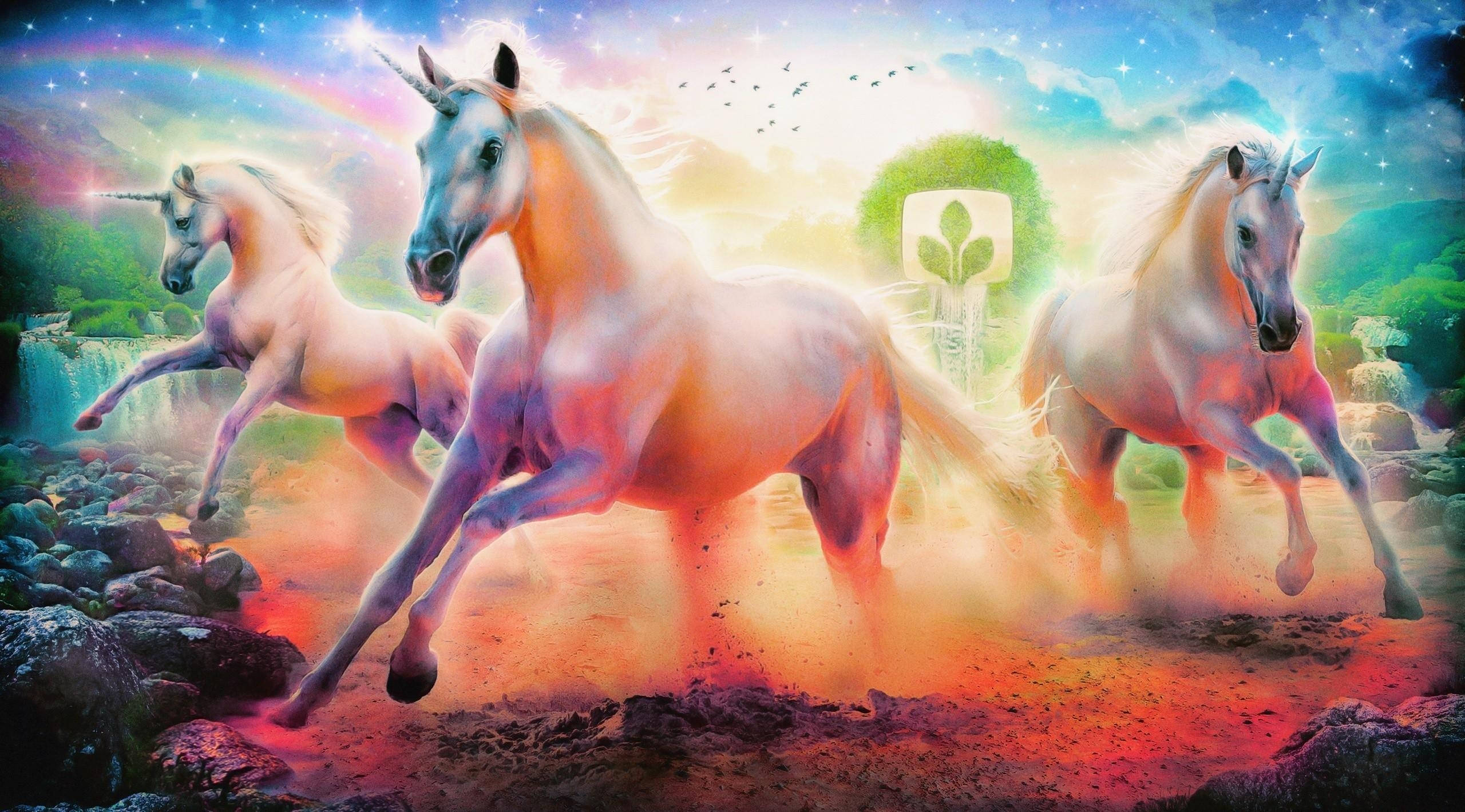 Isang Mahiwagang Eksena na may Unicorn sa Harapan Wallpaper
