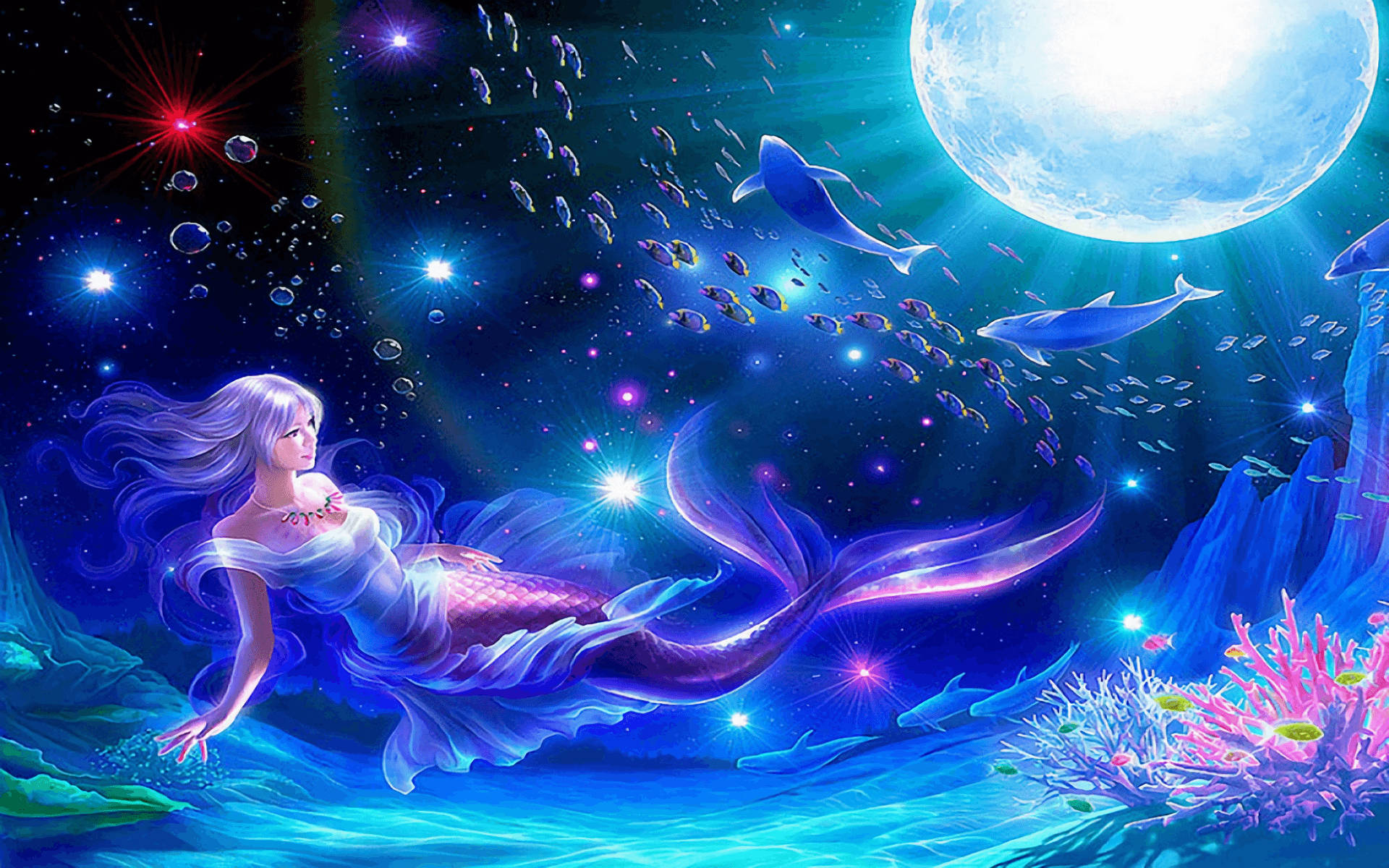 Isang Mahiwagang Gabi kasama ang Sirena Wallpaper
