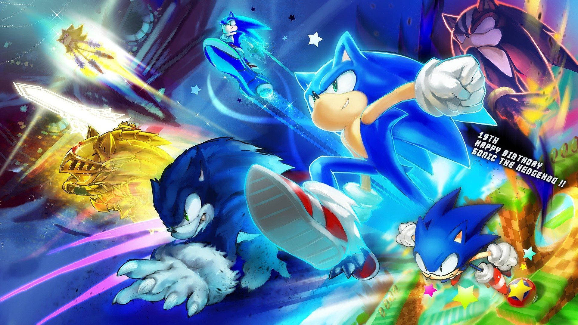 Isang makapangyarihan at iconic na anyo ni Sonic the Hedgehog Wallpaper
