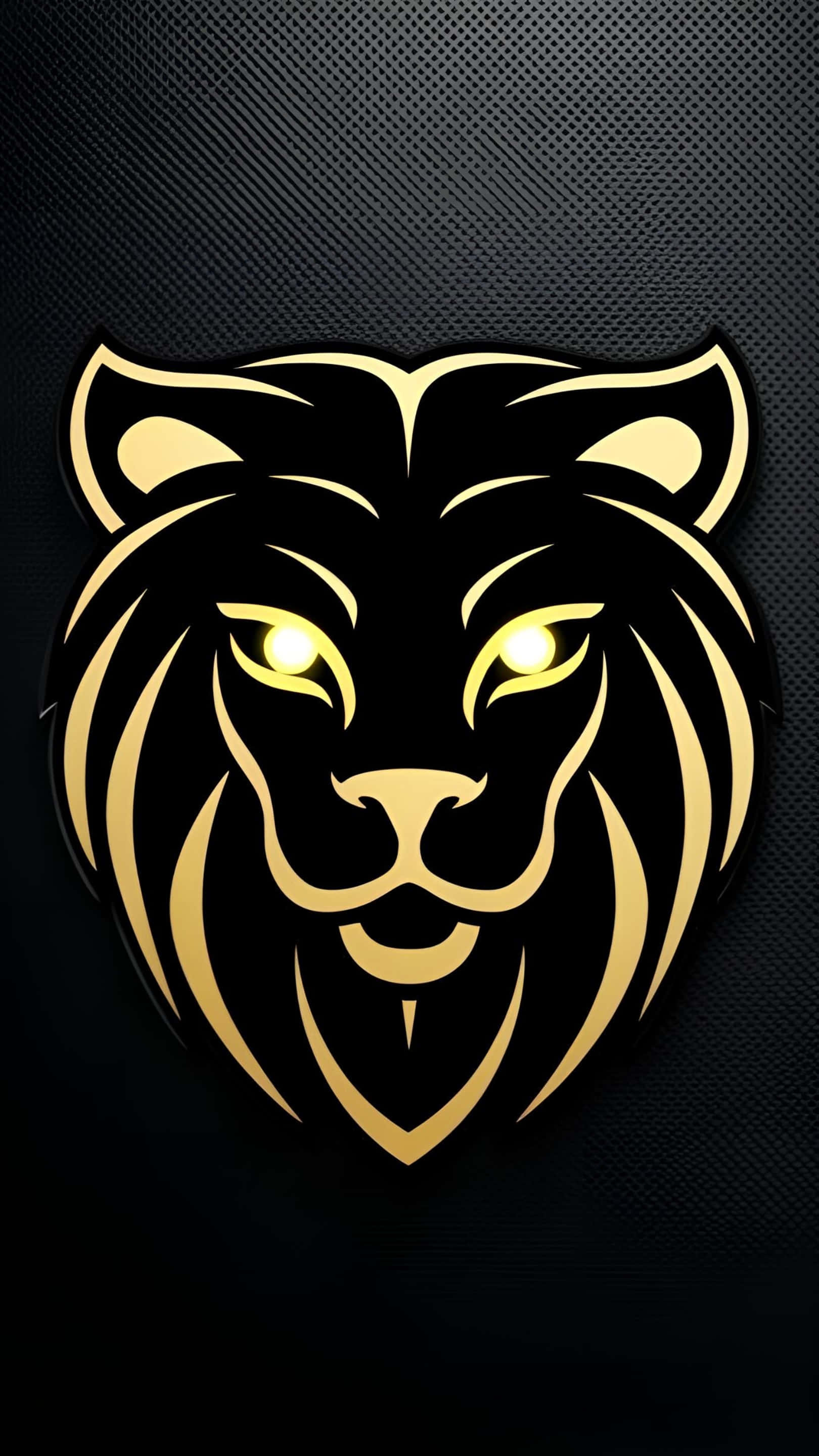 Isang makinis na emblem ng ulo ng leon na itim at ginto Wallpaper