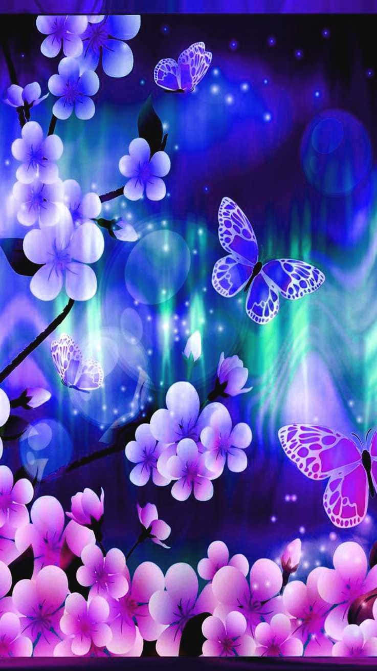 Isang makulay at aesthetic na paru-paro na lumilipad. Wallpaper