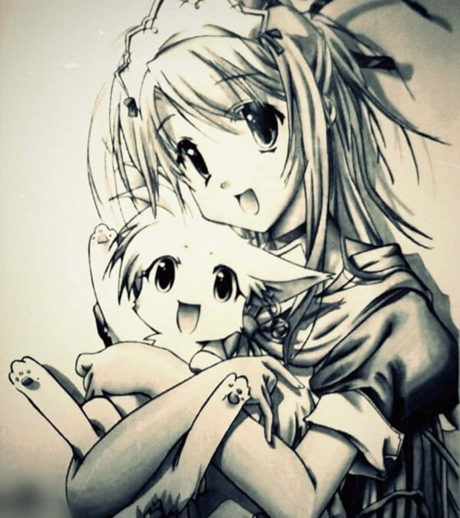 Isang makulay na Anime Drawing ng isang batang babae sa isang mahiwagong mundo Wallpaper