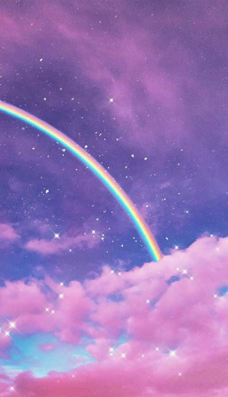 Isang makulay na bahaghari sa tahimik na kalangitan. Wallpaper