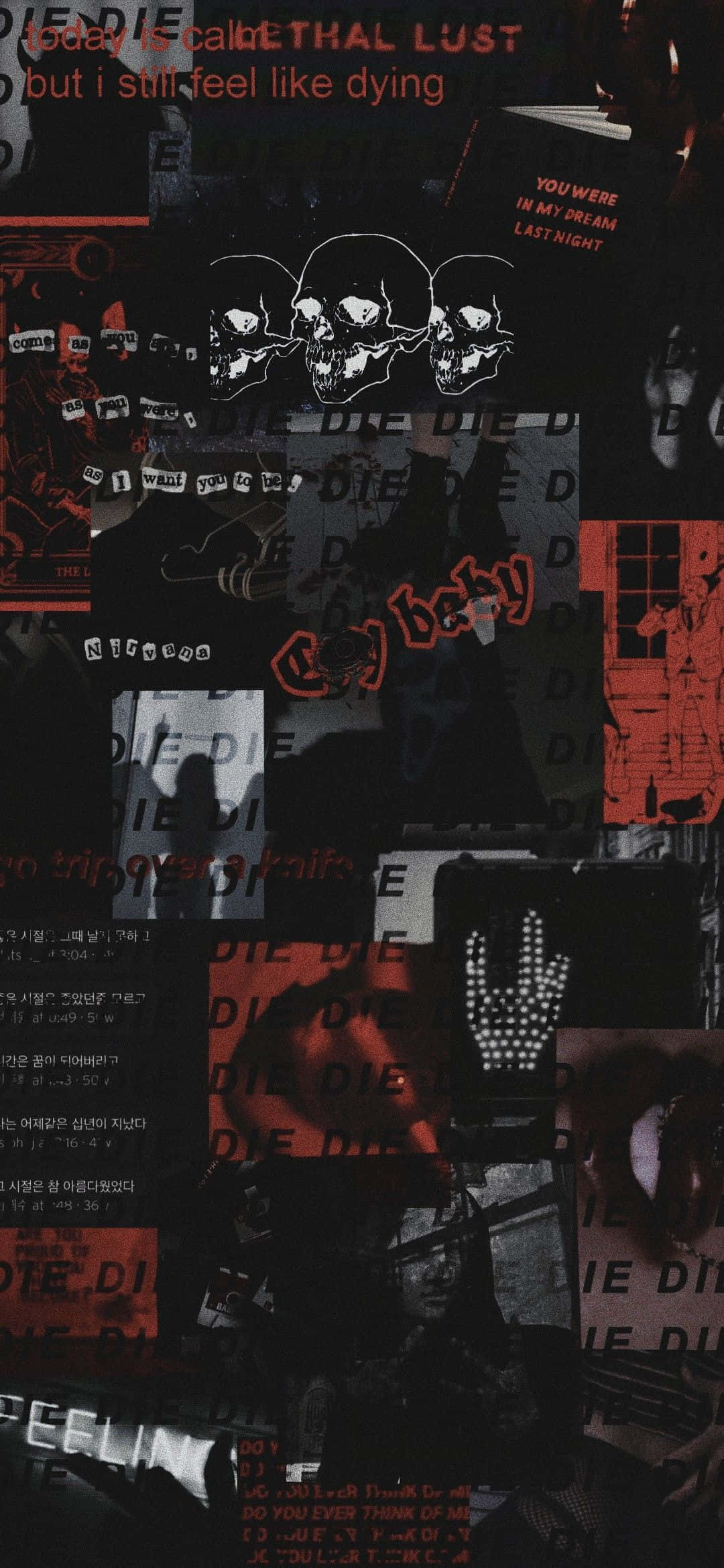 Isang Makulay na Pulang Collage Wallpaper