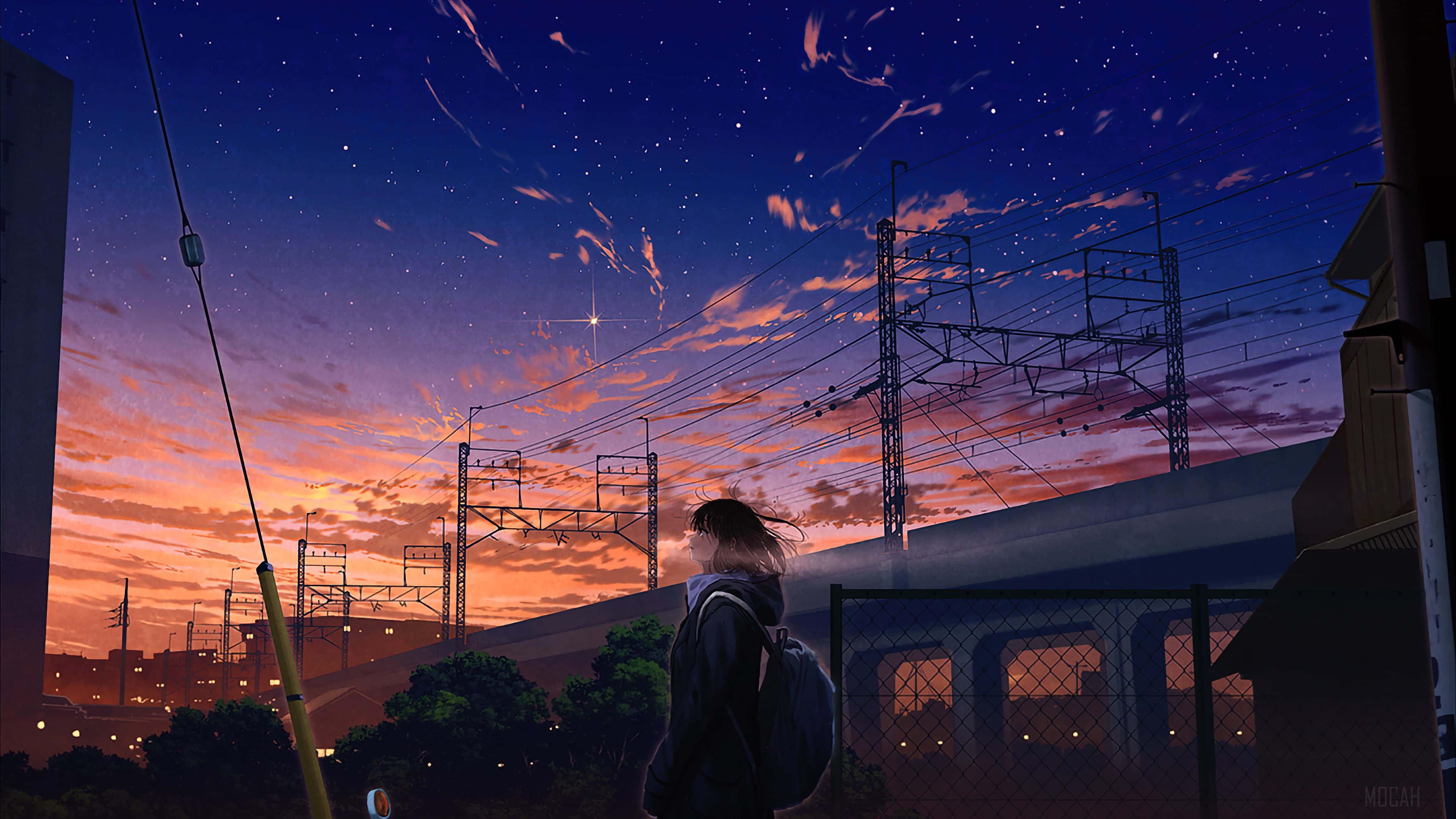 Isang Makulay na Tanawin ng Lungsod na May mga Neon na Ilaw Wallpaper