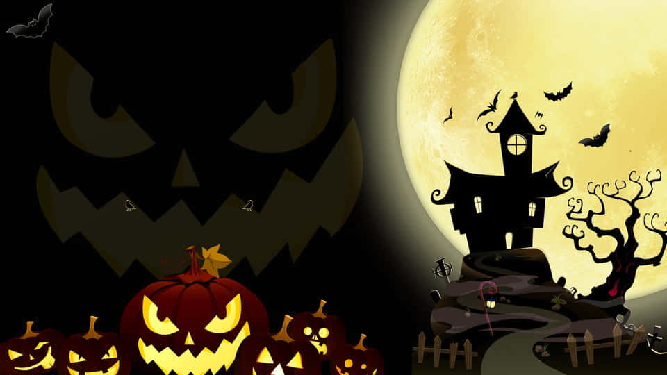 Isang maliit na mangkukulam at ang kanyang palakaibang itim na pusa ay naghahanda para sa isang klasik na gabi ng Halloween! Wallpaper