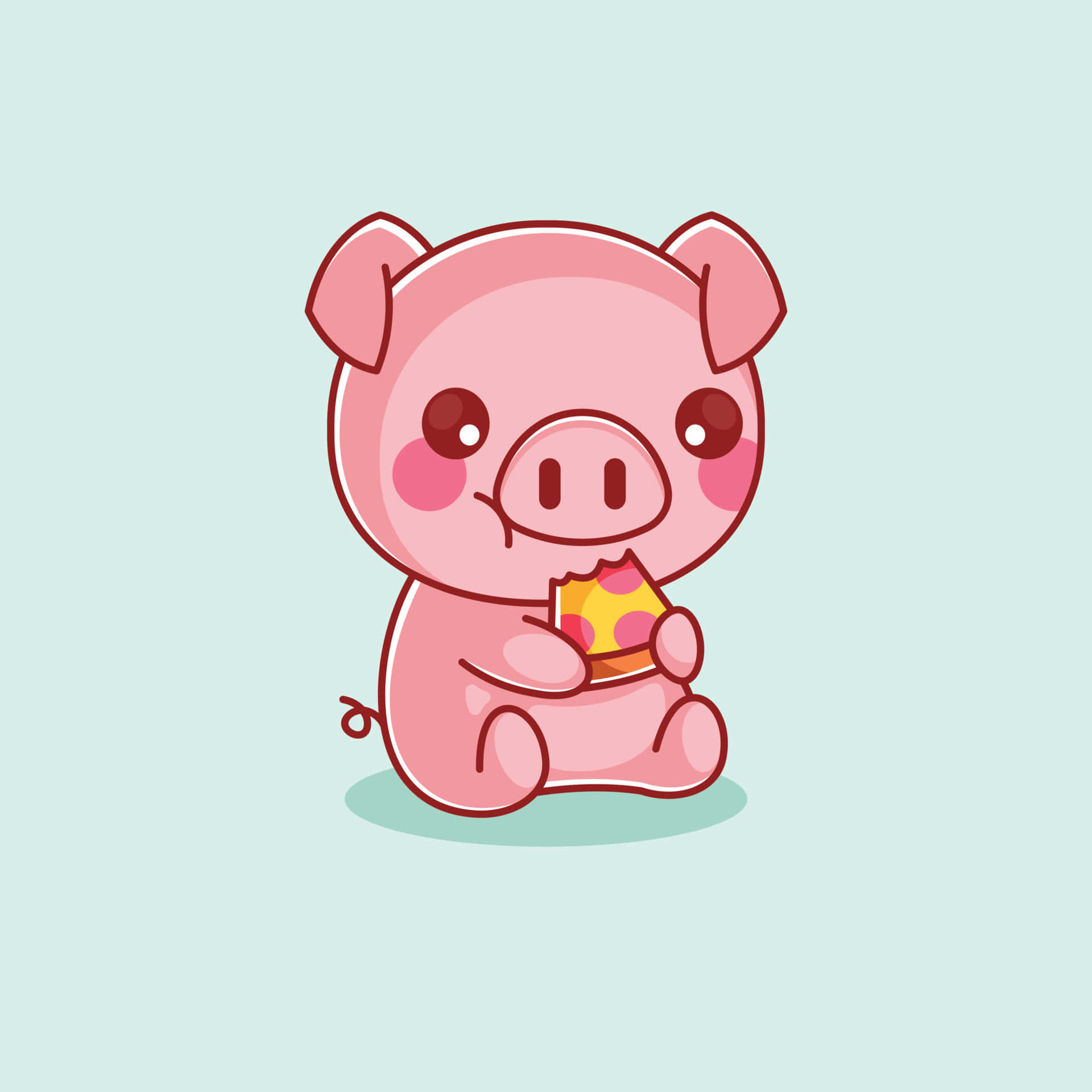 Isang maliit na baboy na may hawak na cookie Wallpaper