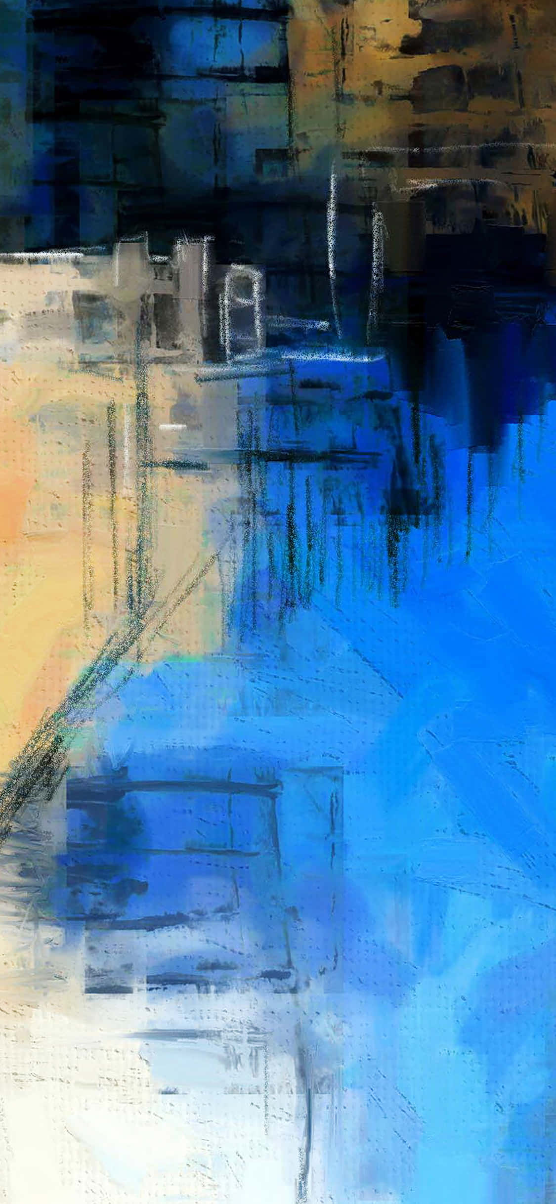 Isang maliwanag at makulay na watercolor na pagpipinta ng isang surreal na tanawin, perpekto para sa isang iPhone wallpaper.