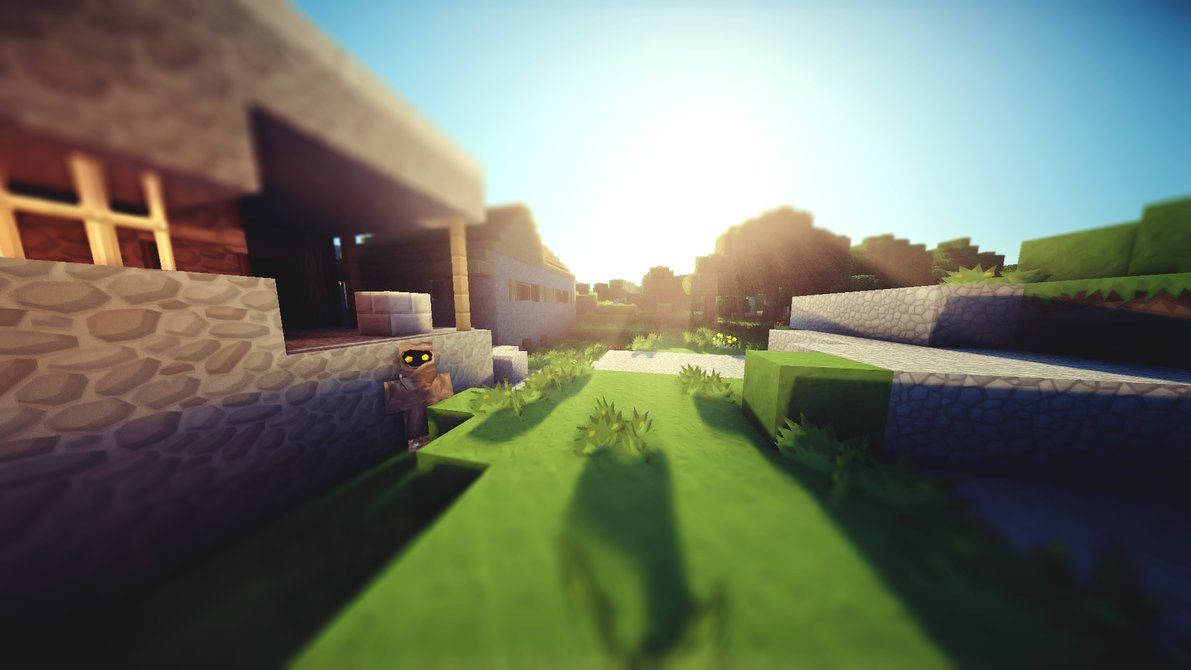 Isang maliwanag, maaraw na araw sa Minecraft Wallpaper