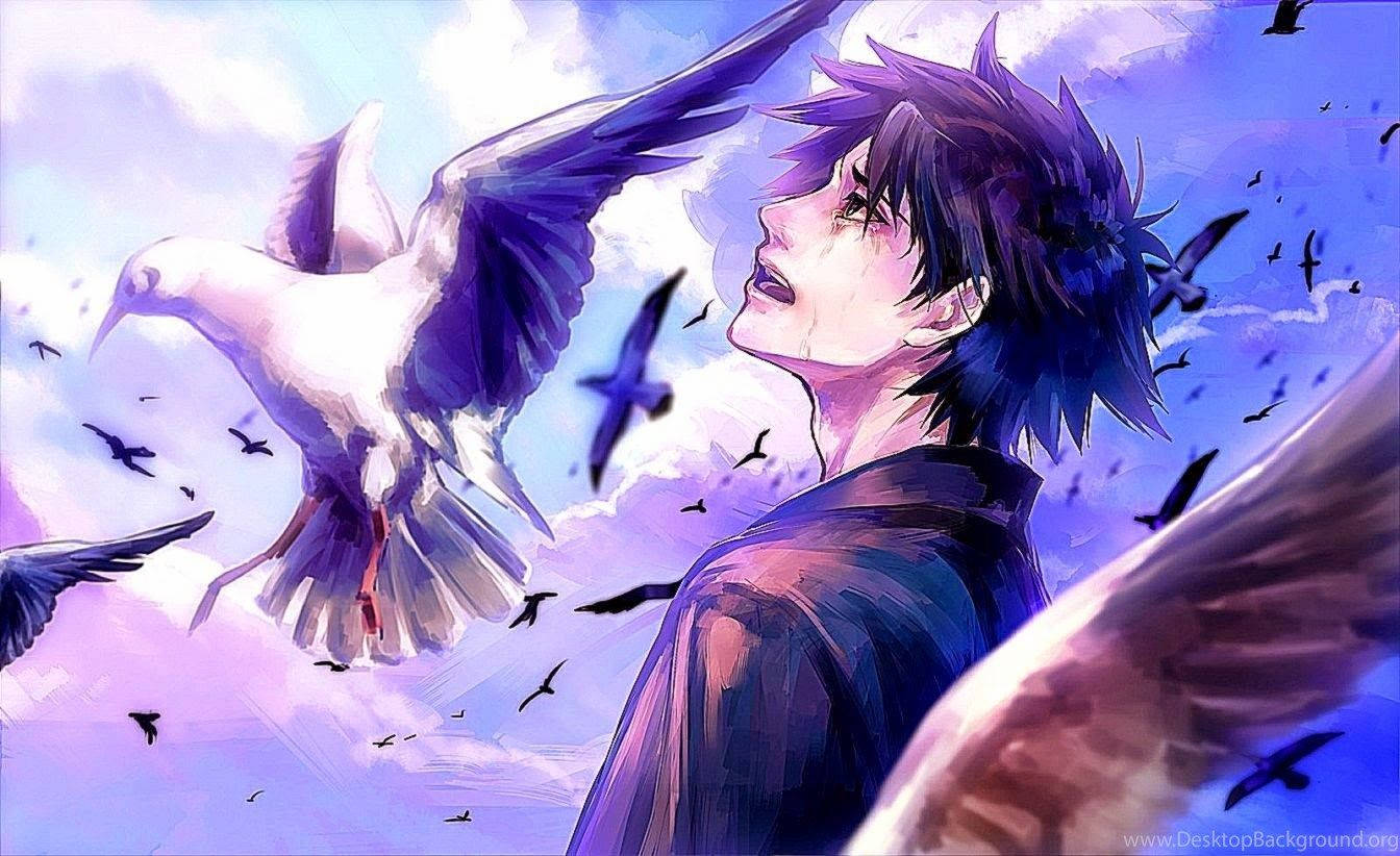 Isang Malungkot na Anime Boy, Nanonood ng Malungkot na Paglipad ng mga Ibon Wallpaper