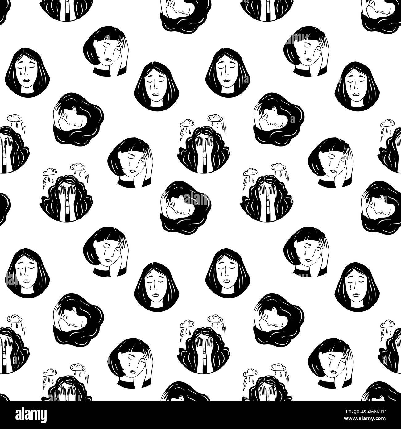 Isang Malungkot na Babae na Nakaupo sa Dim na Liwanag Wallpaper
