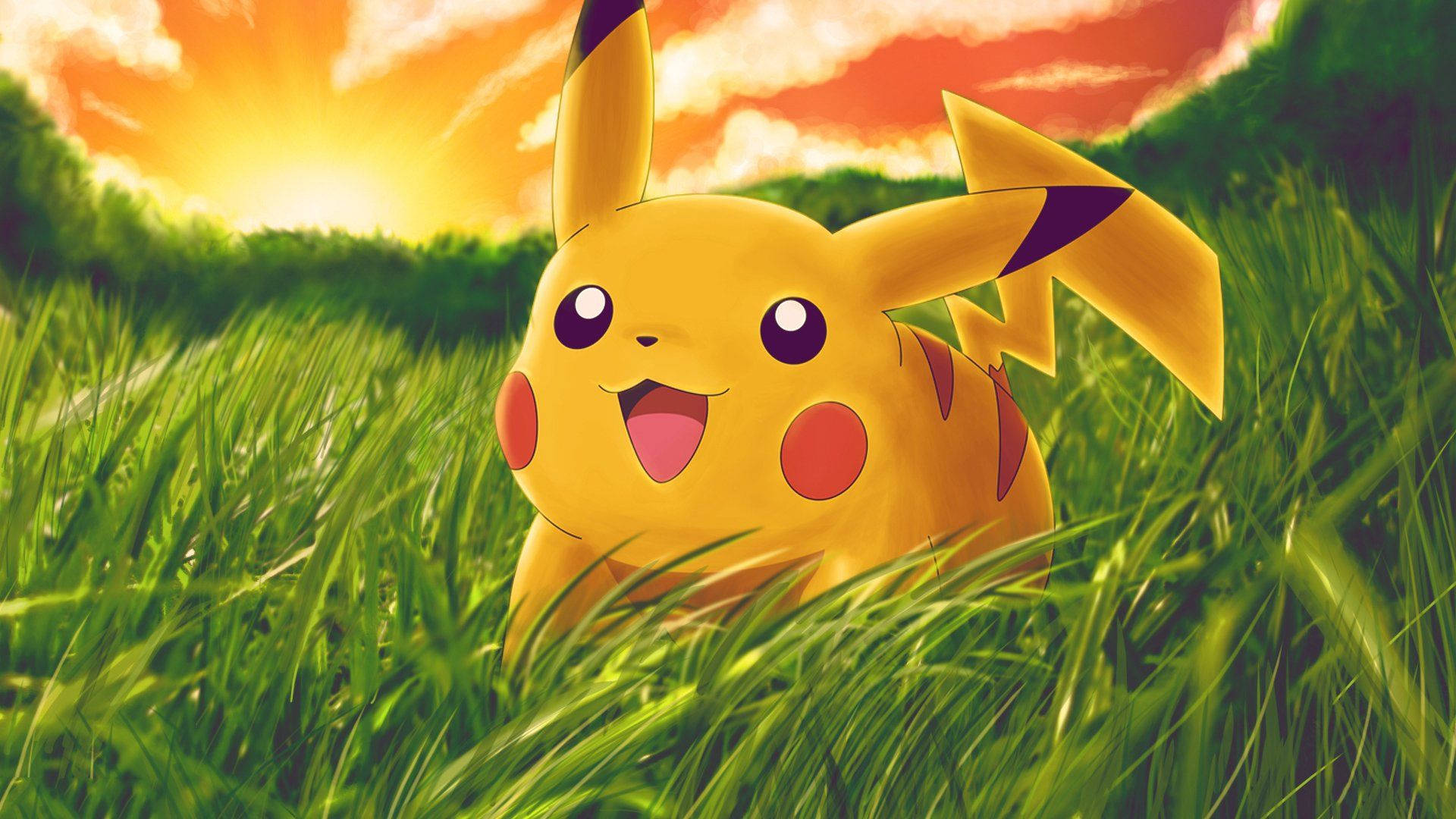 Isang Mapag-asa na Pikachu na Nag-e-enjoy sa Buhay sa Labas Wallpaper