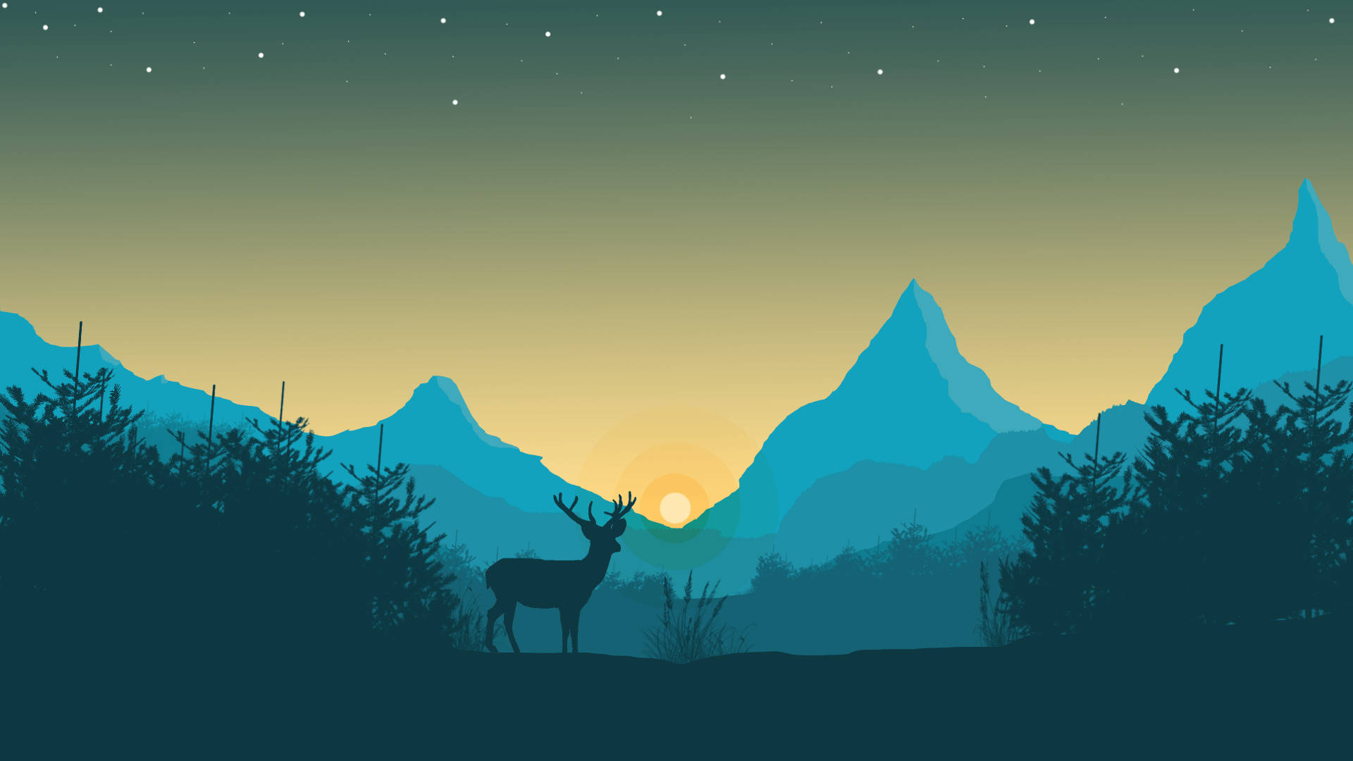 Isang Maringal na Tanawin ng Minimalistang Landscape Wallpaper