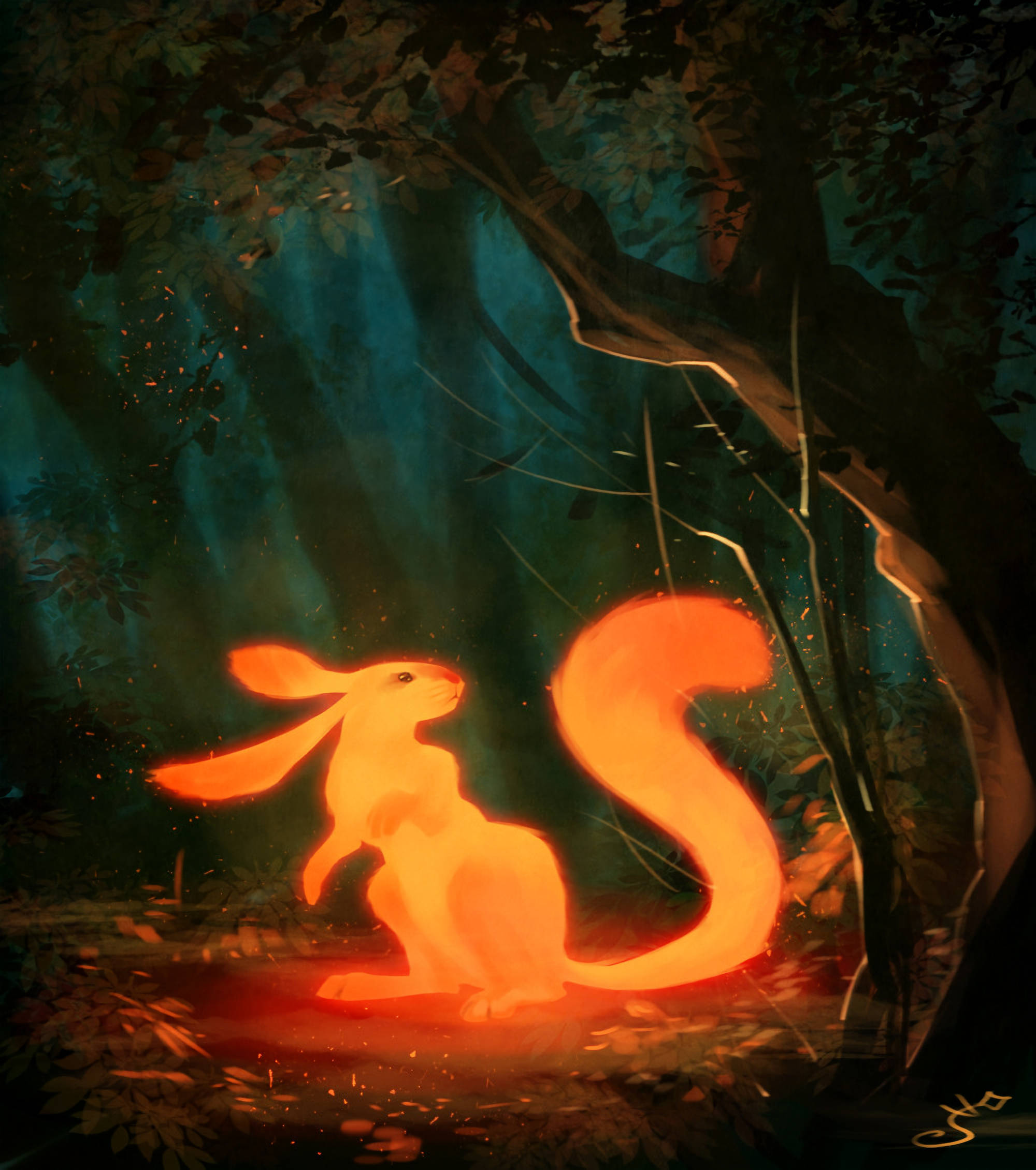 Isang masaya na squirrel na napapaligo sa liwanag ng isang maliwanag na araw. Wallpaper