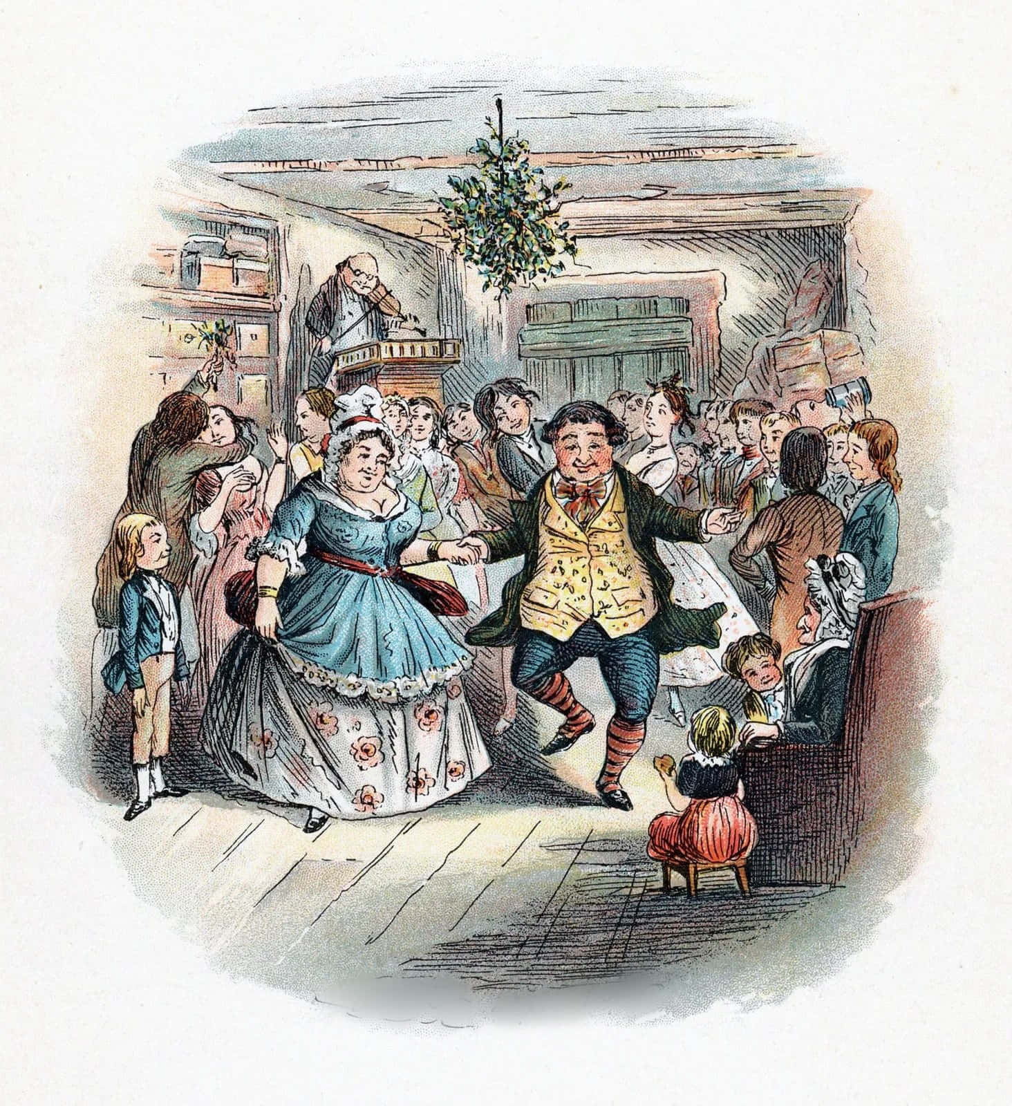 Isang masayang larawan ni Ebenezer Scrooge mula sa A Christmas Carol Wallpaper
